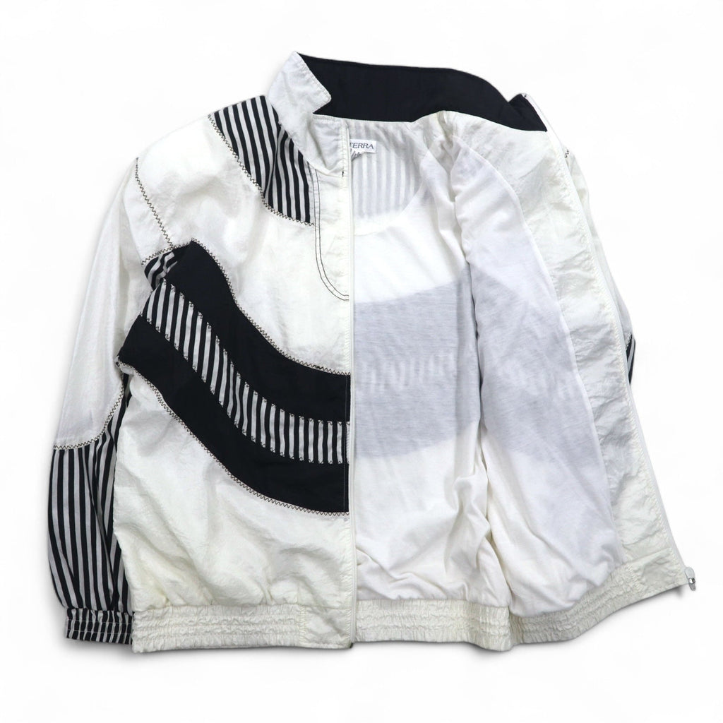 Giacca a vento vintage anni '80 SUNTERRA Giacca in nylon Track jacket L bianca fantasia all-over