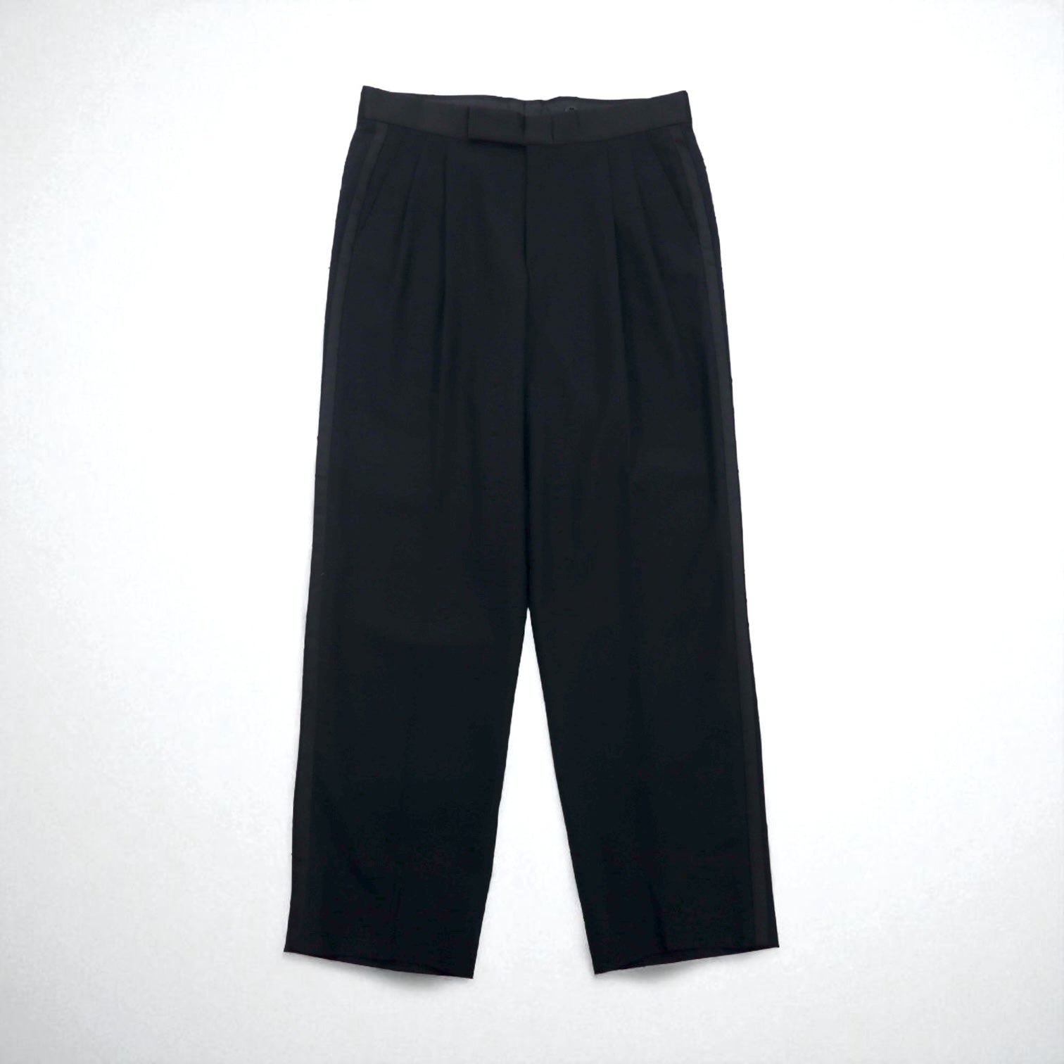 Vintage anni '80 ACTWU UNION MADE in USA Pantaloni anni '80 Made in USA con strisce laterali, 2 pinces, ampi pantaloni a palazzo, neri in lana con bottoni per bretelle