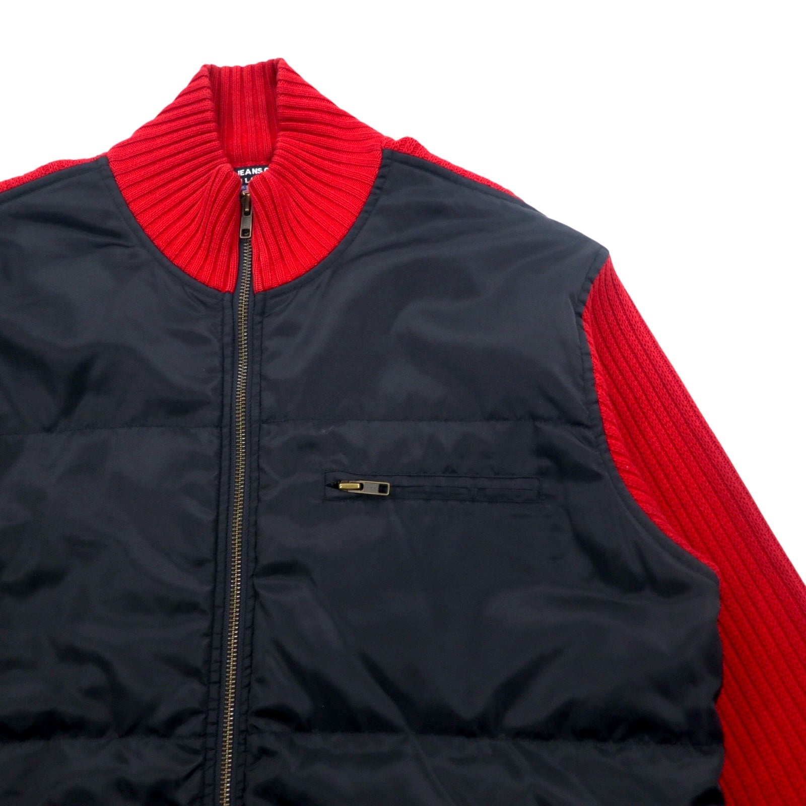 POLO JEANS CO. RALPH LAUREN anni '90 Giacca in maglia da camionista con inserti in nylon, taglia M, colore rosso