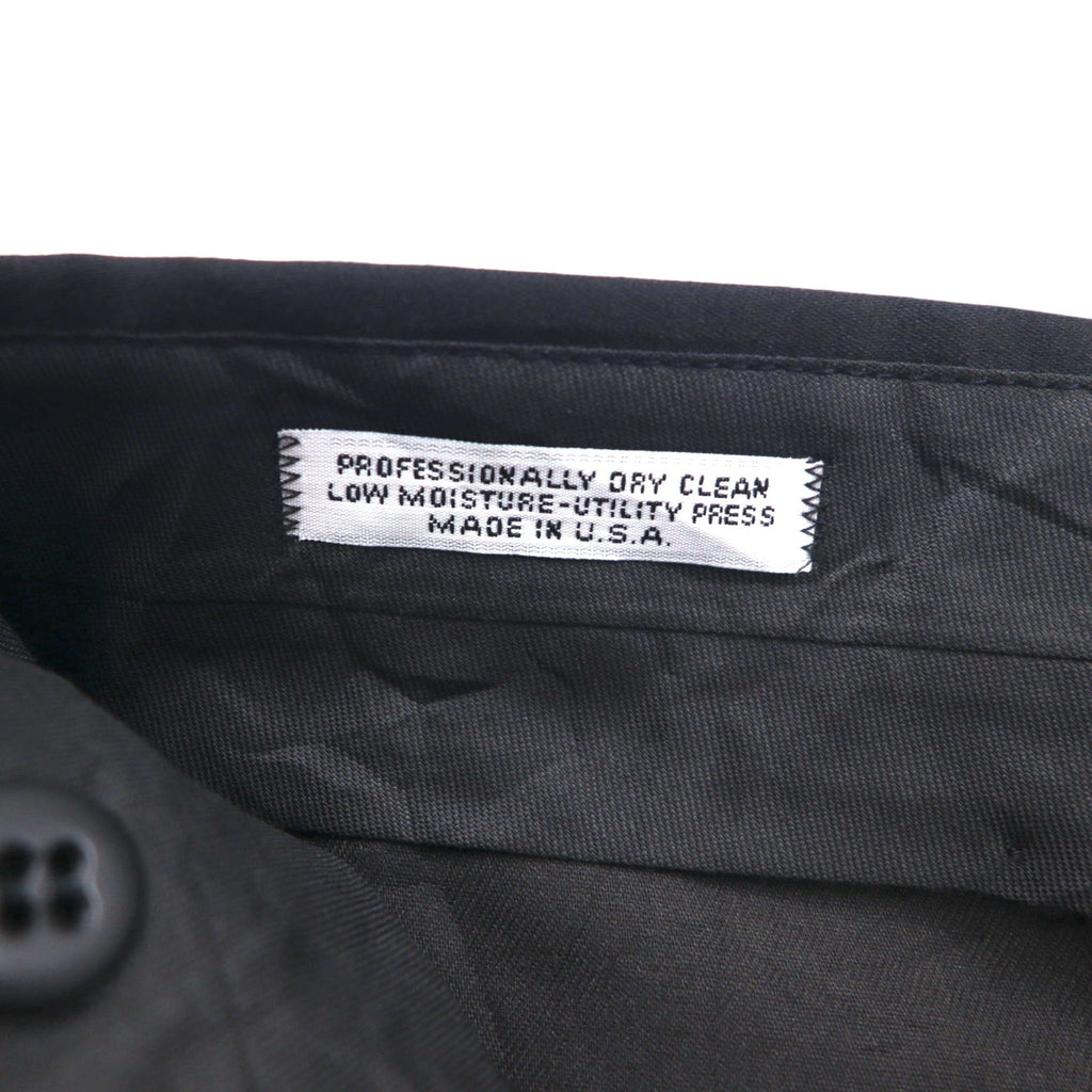 Vintage 80s ACTWU UNION MADE in USA Trousers 80年代 USA製 サイドライン 2タック ワイド スラックスパンツ L ブラック ウール サスペンダーボタン