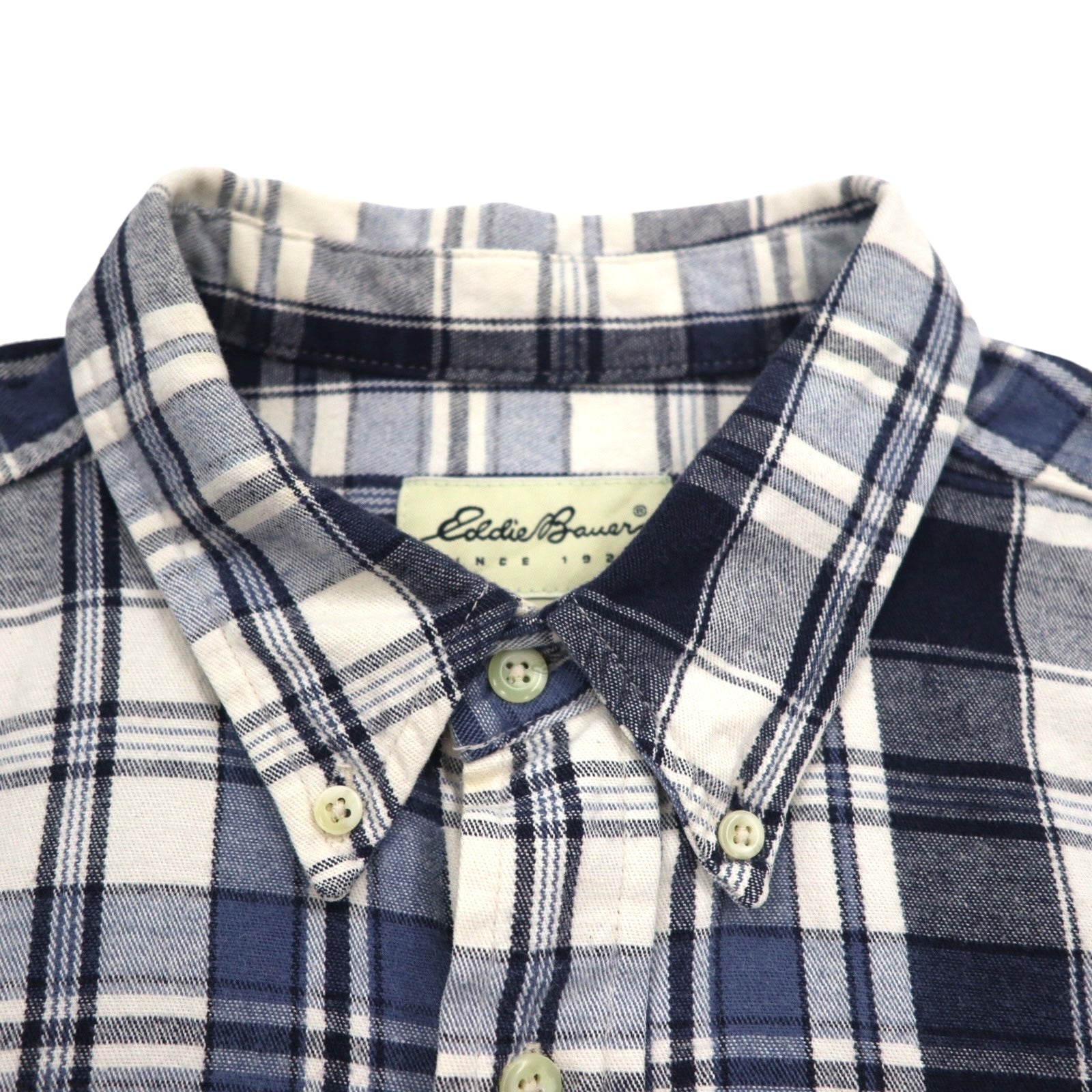 Eddie Bauer Anni '90 Camicia in flanella button-down XL A quadri bianco navy Cotone