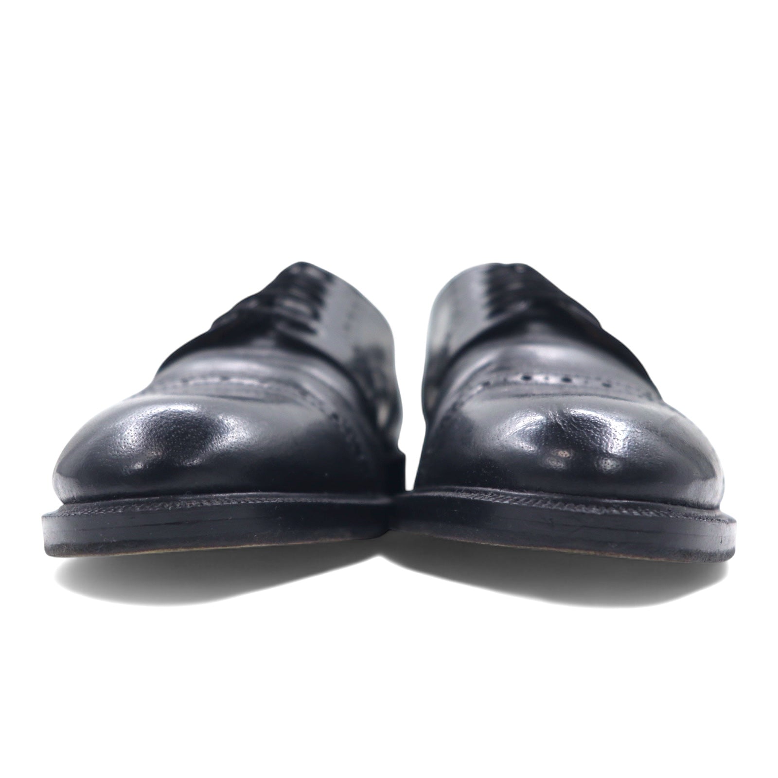 edward BROTHERS Scarpe eleganti con puntale dritto e medaglione, prodotte in Europa, 25.5cm, pelle nera