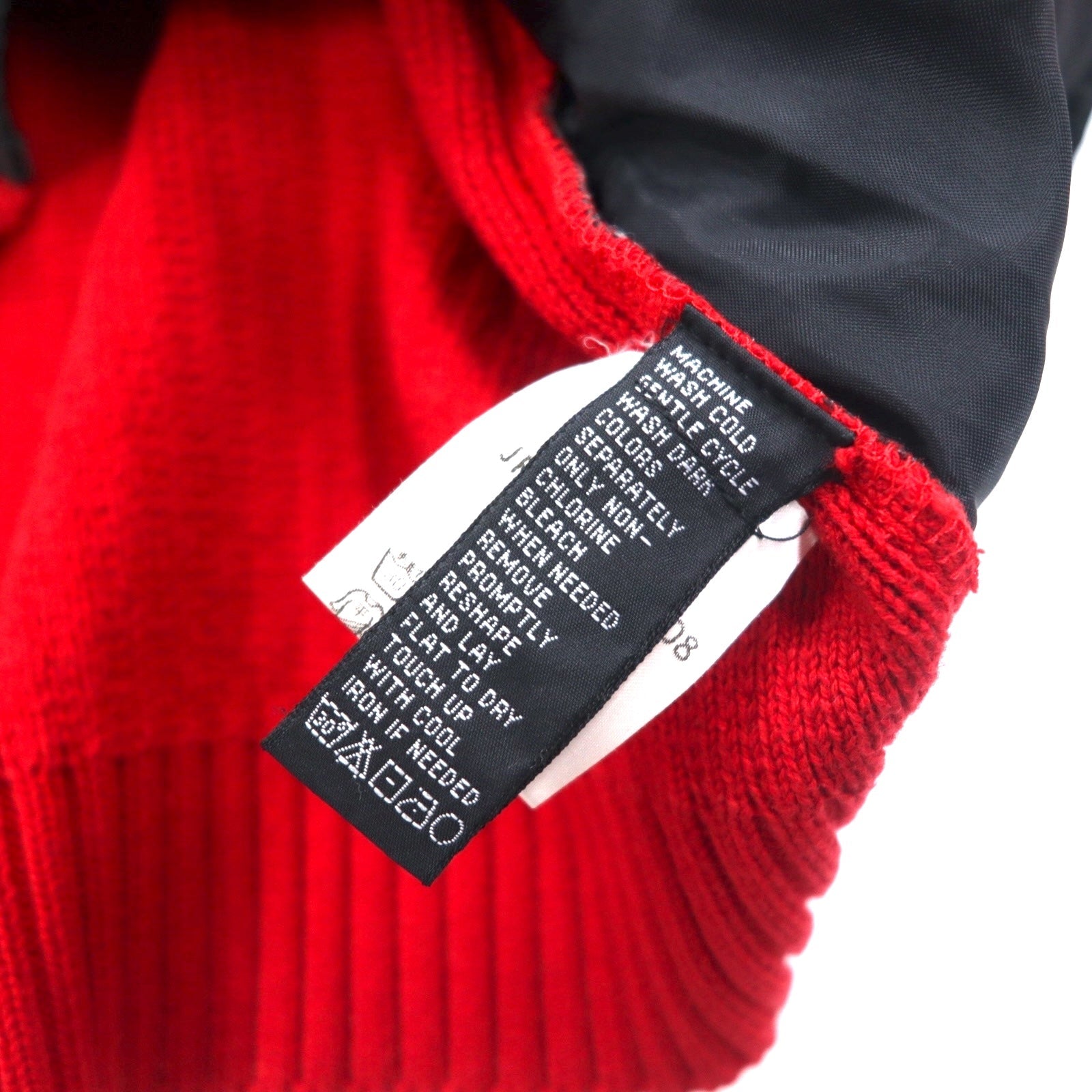 POLO JEANS CO. RALPH LAUREN anni '90 Giacca in maglia da camionista con inserti in nylon, taglia M, colore rosso