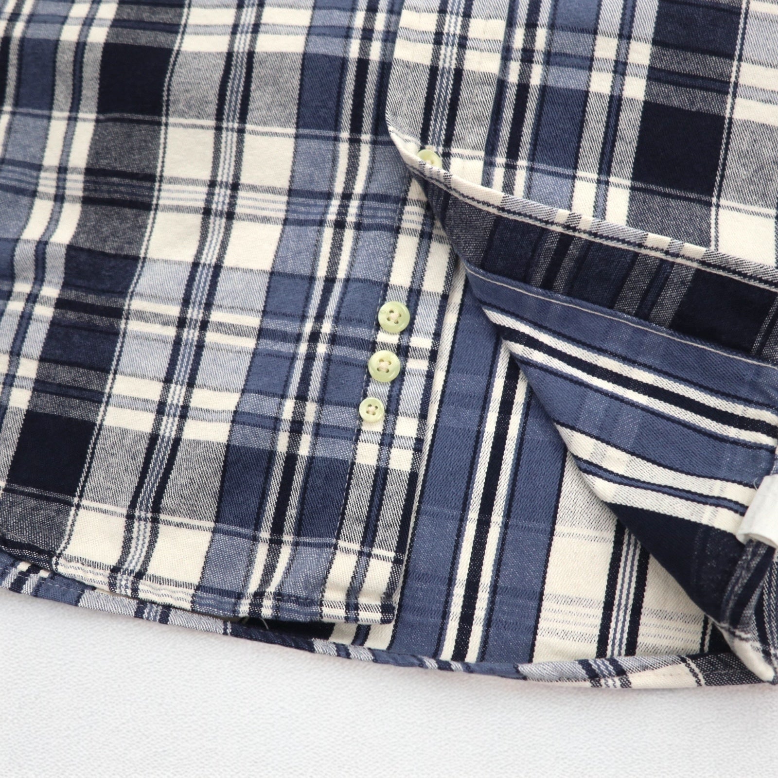 Eddie Bauer Anni '90 Camicia in flanella button-down XL A quadri bianco navy Cotone