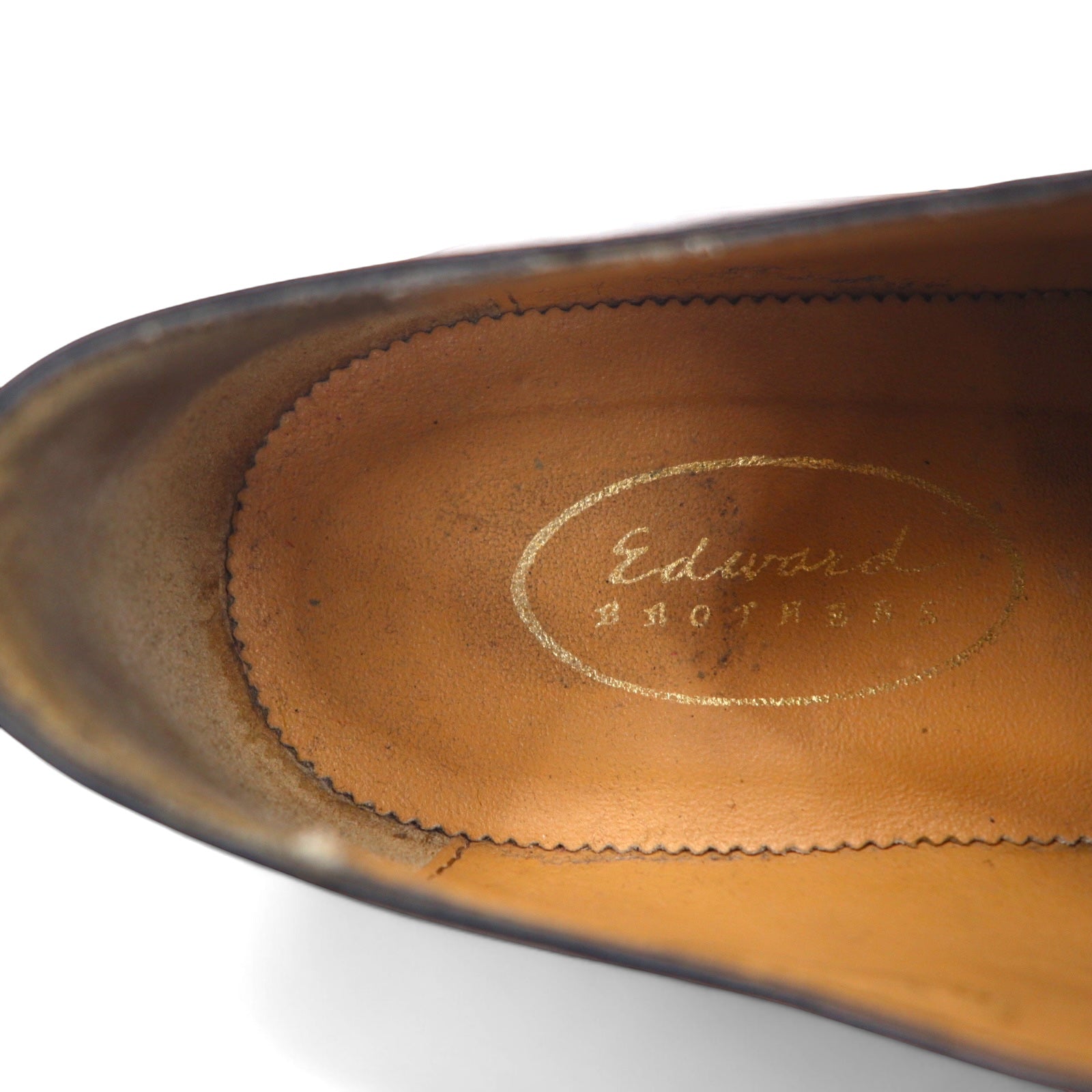 edward BROTHERS Scarpe eleganti con puntale dritto e medaglione, prodotte in Europa, 25.5cm, pelle nera