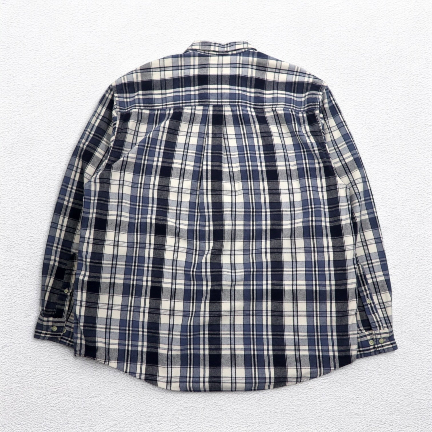 Eddie Bauer Anni '90 Camicia in flanella button-down XL A quadri bianco navy Cotone