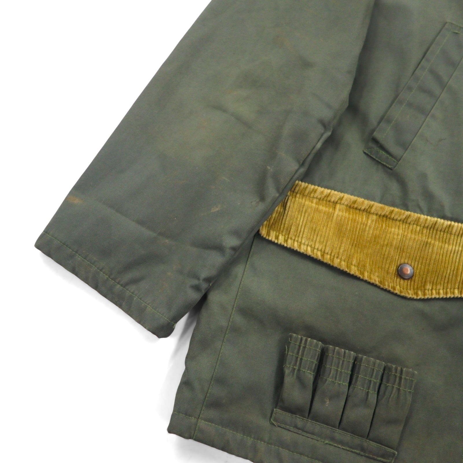 COLAMTISS 70年代 フランス製 コーデュロイ切替 ハンティングジャケット L カーキ DMCジッパー ユーロワーク