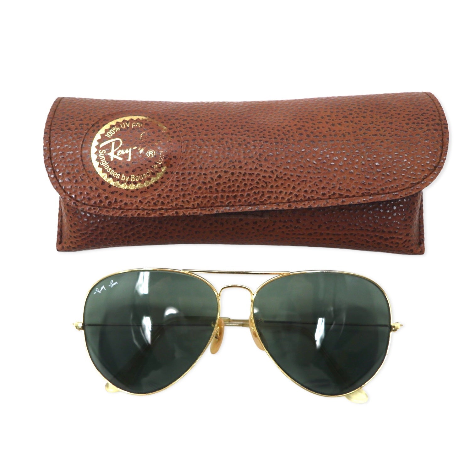 Occhiali da sole a goccia vintage Ray-Ban Bausch & Lomb USA in oro con B&L