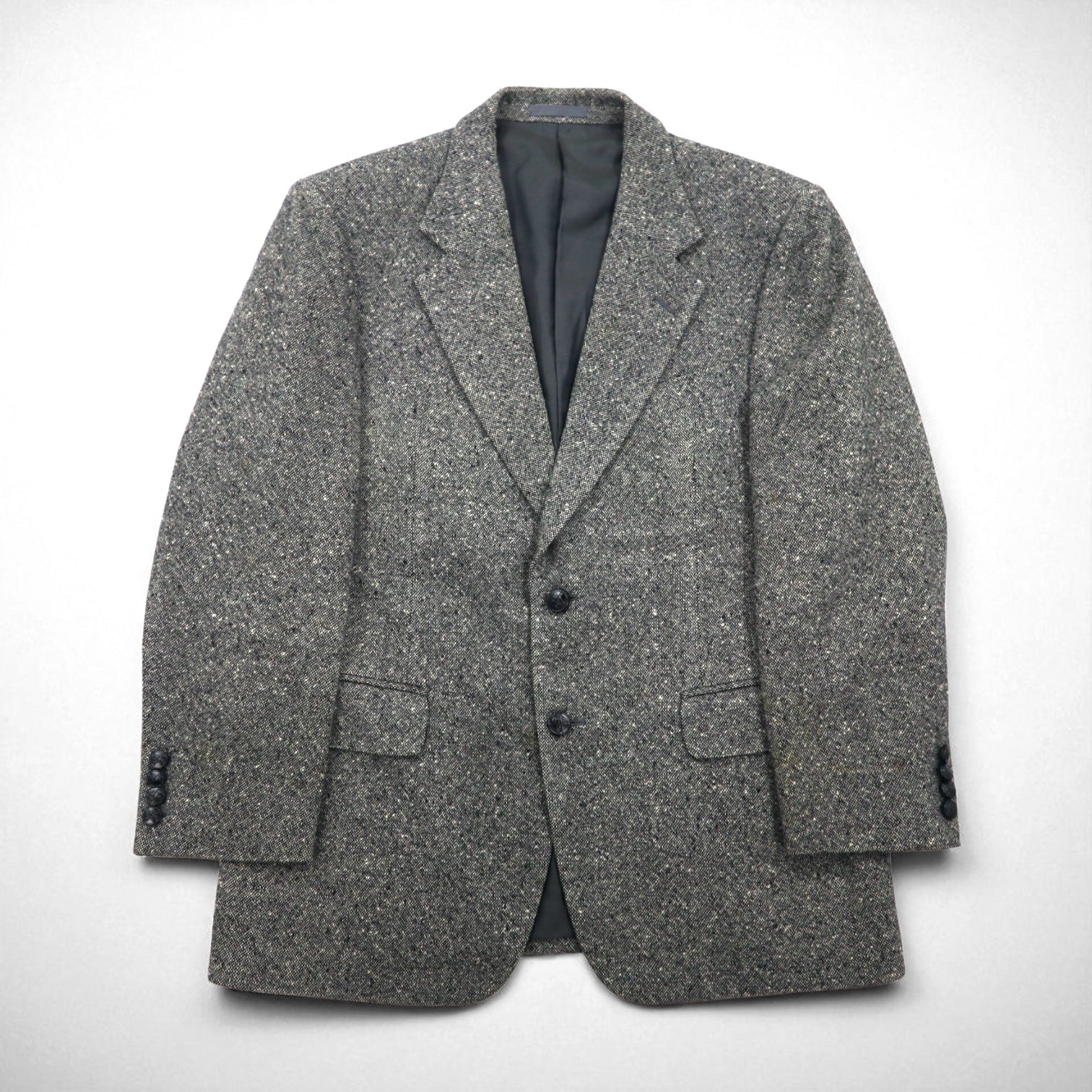 Burberrys vintage - Giacca in tweed 2 bottoni con misto cashmere, taglia M, colore grigio, lana, fabbricata in Giappone