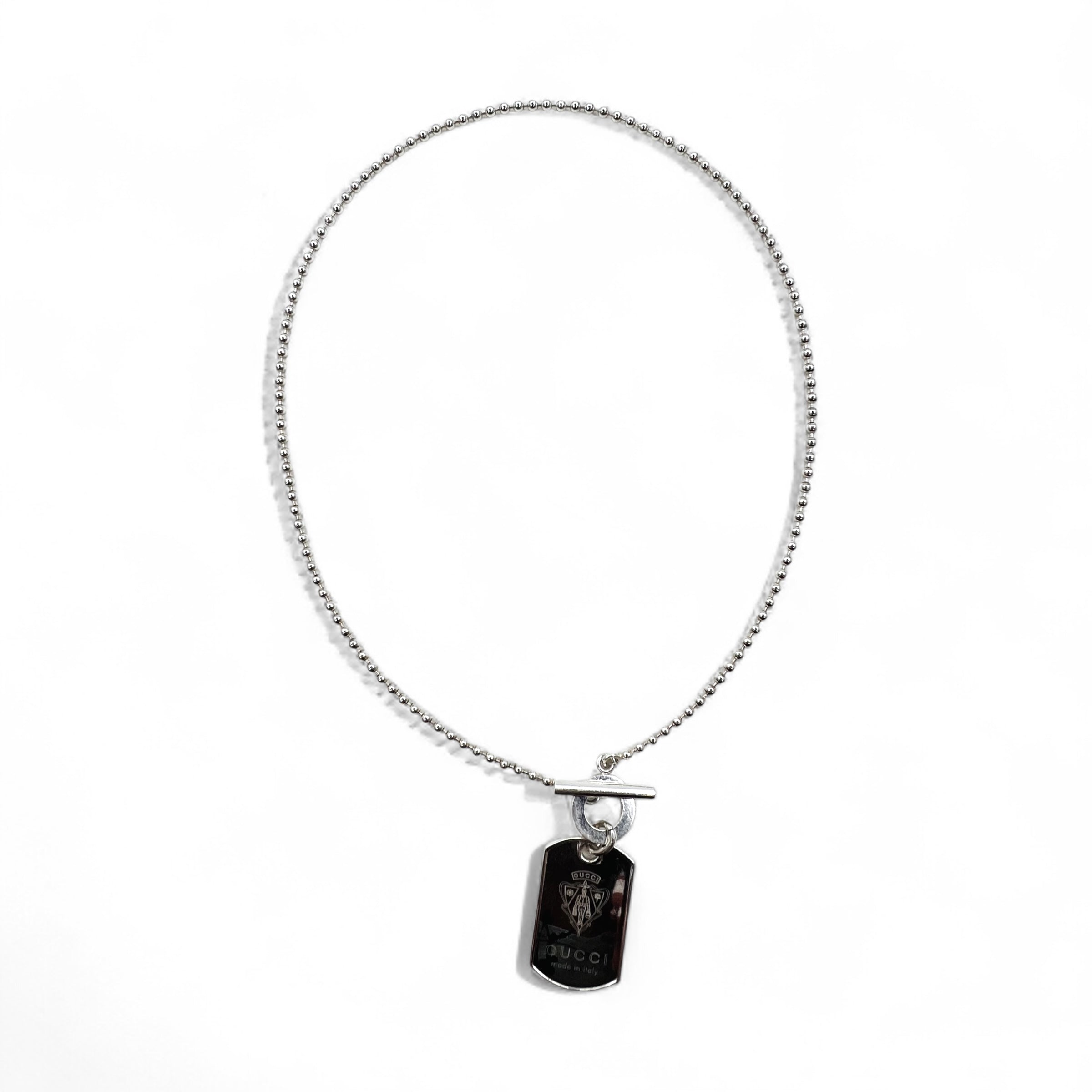 GUCCI クレスト ドッグタグ ボールチェーン ネックレス シルバー 925