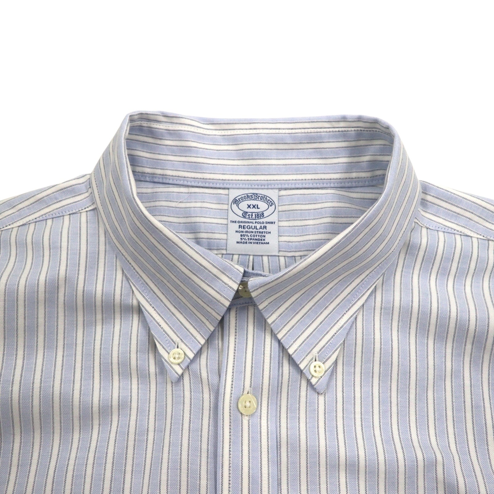 Brooks Brothers オックスフォード ボタンダウンシャツ 2XL ブルー ホワイト ストライプ ワンポイントロゴ