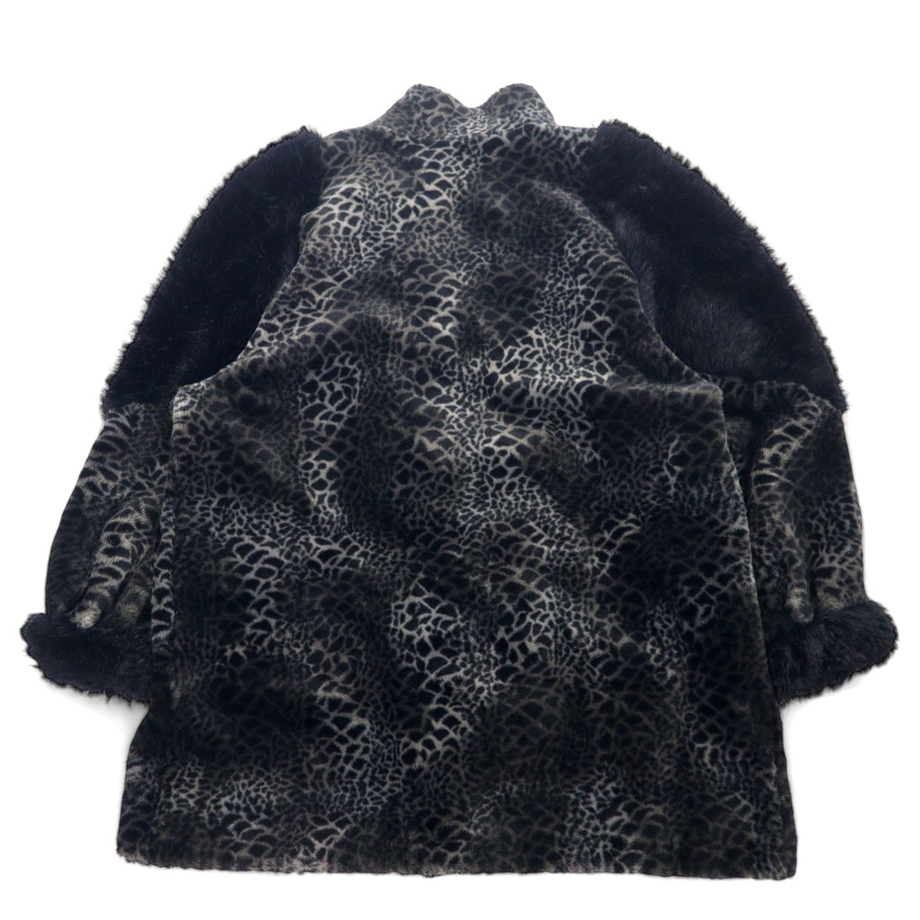 CDV COMME DU VRAI Cappotto in pelliccia sintetica leopardata, taglia unica, grigio acrilico con inserti in tessuti diversi, provenienza Francia