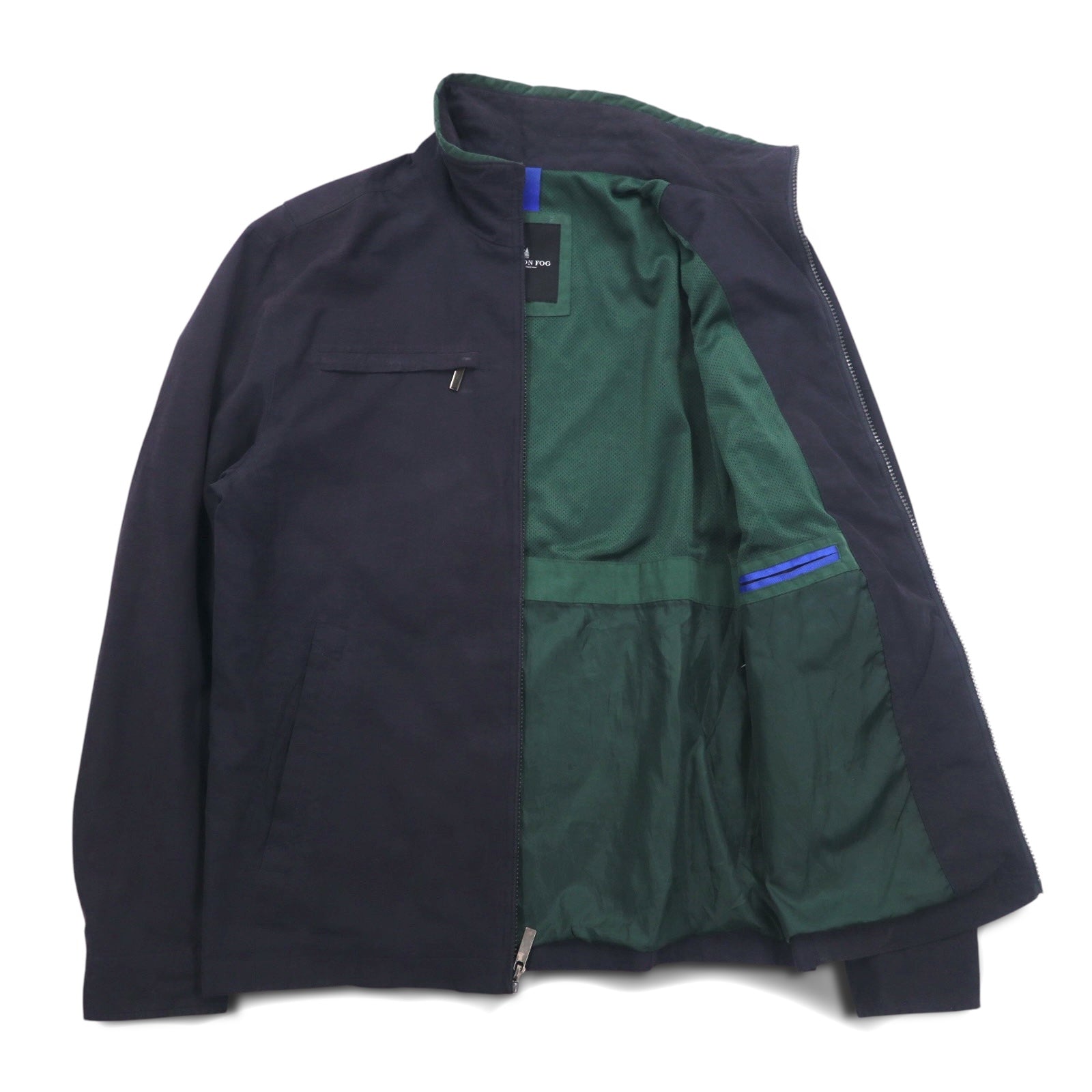 LONDON FOG Giacca Harrington Swingtop in pelle di pesca, taglia L, colore nero, collo alto