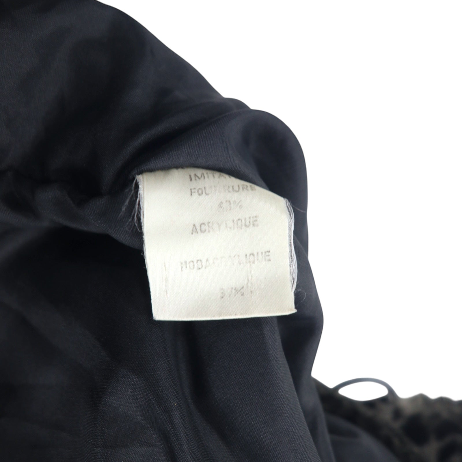 CDV COMME DU VRAI Cappotto in pelliccia sintetica leopardata, taglia unica, grigio acrilico con inserti in tessuti diversi, provenienza Francia