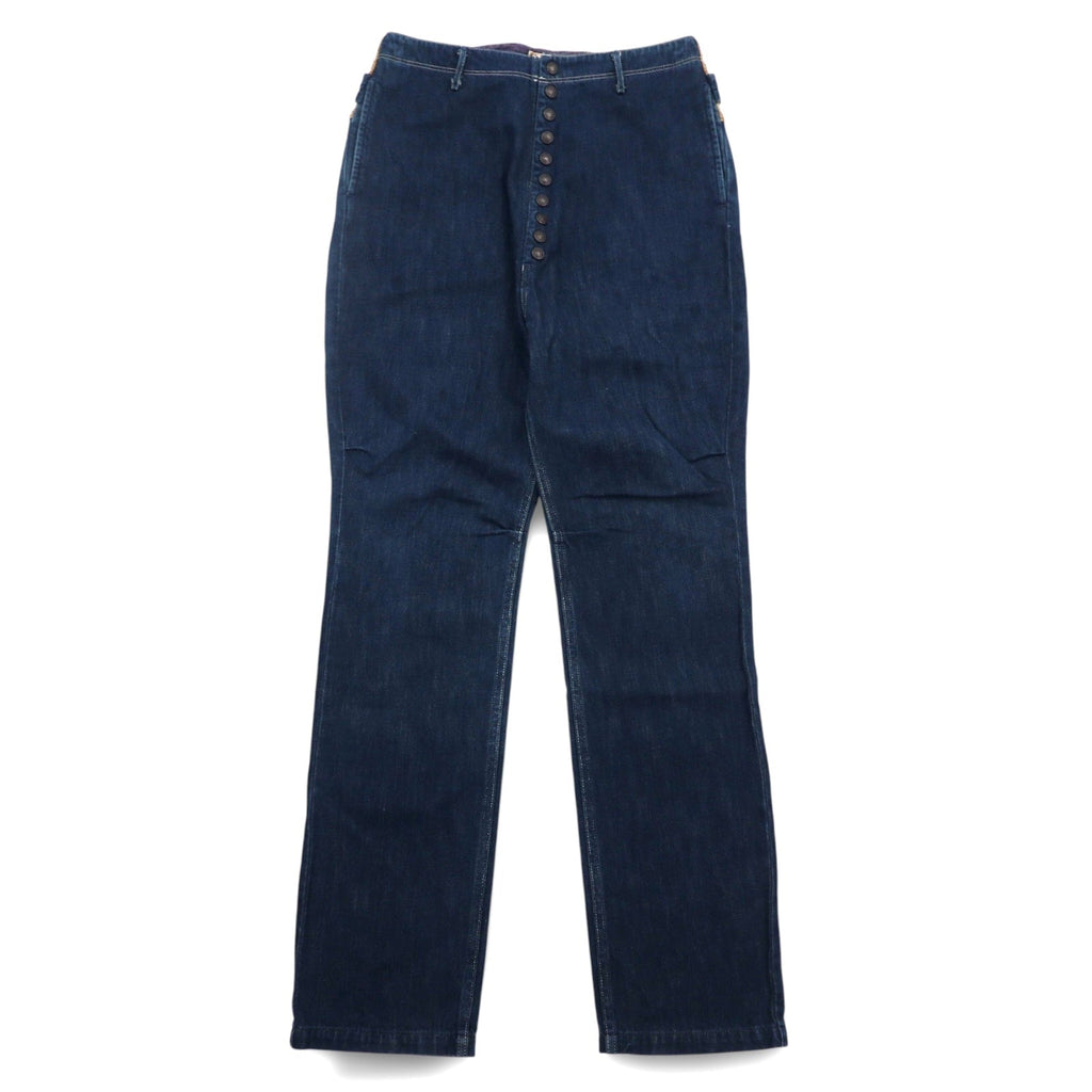 KAPITAL Pantaloni Pierrot Jeans L indaco blu cotone canapa lino a contrasto made in Japan