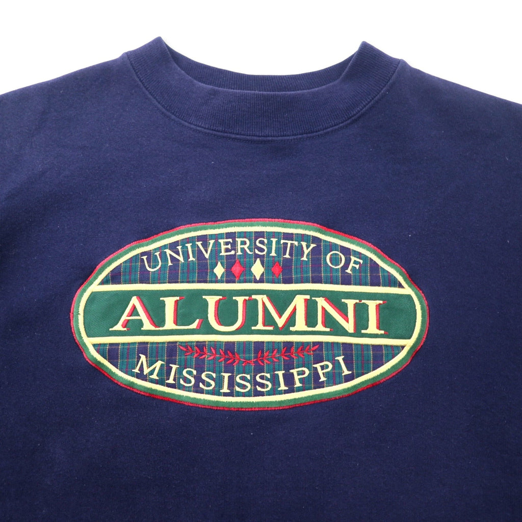 Felpa JAN SPORT Made in USA anni '90 con ricamo college, taglia M, blu navy, cotone, UNIVERSITY OF ALUMNI MISSISSIPPI