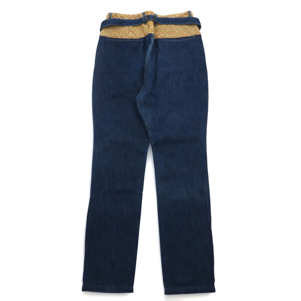 KAPITAL Pantaloni Pierrot Jeans L indaco blu cotone canapa lino a contrasto made in Japan