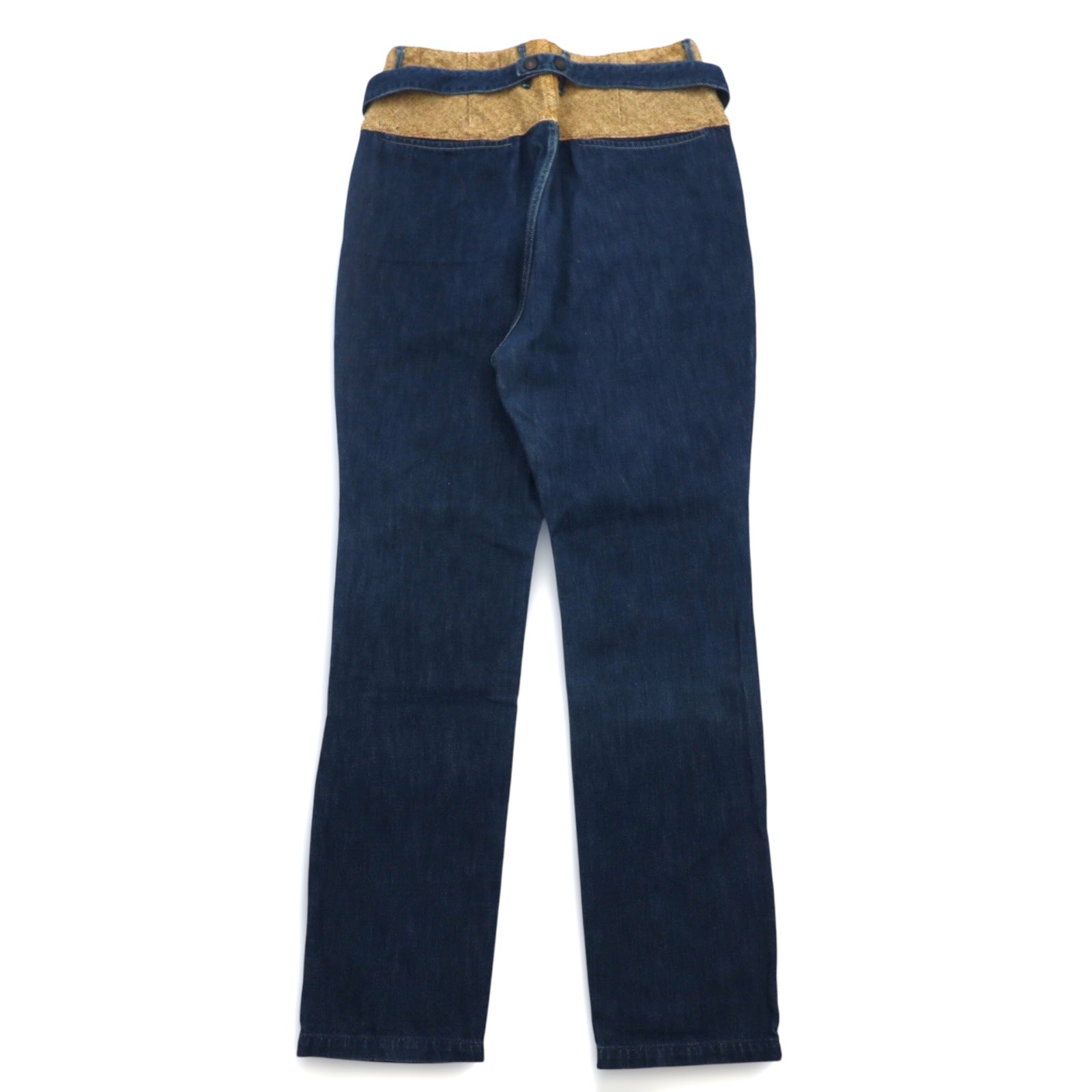 KAPITAL Pantaloni Pierrot Jeans L indaco blu cotone canapa lino a contrasto made in Japan