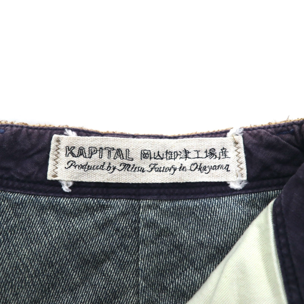 KAPITAL Pantaloni Pierrot Jeans L indaco blu cotone canapa lino a contrasto made in Japan