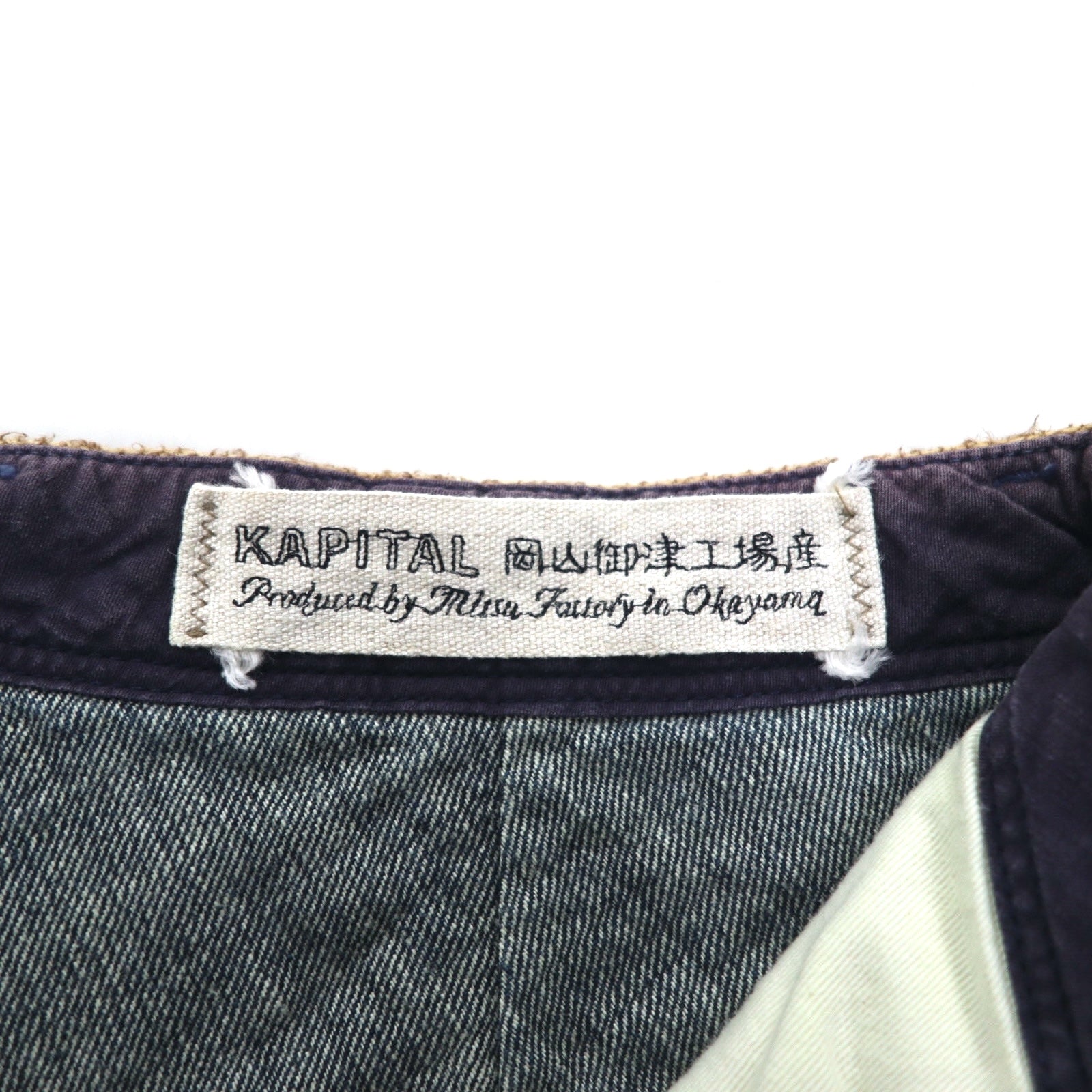 KAPITAL Pantaloni Pierrot Jeans L indaco blu cotone canapa lino a contrasto made in Japan