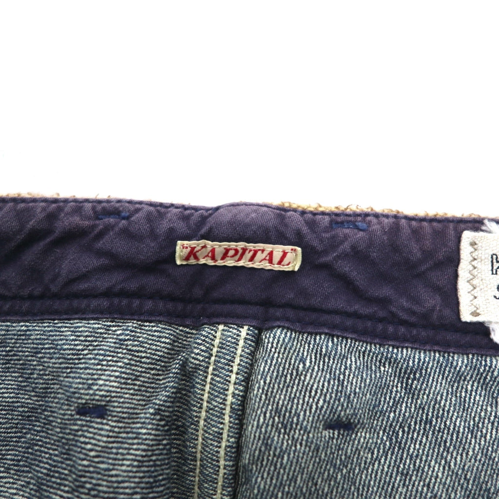 KAPITAL Pantaloni Pierrot Jeans L indaco blu cotone canapa lino a contrasto made in Japan