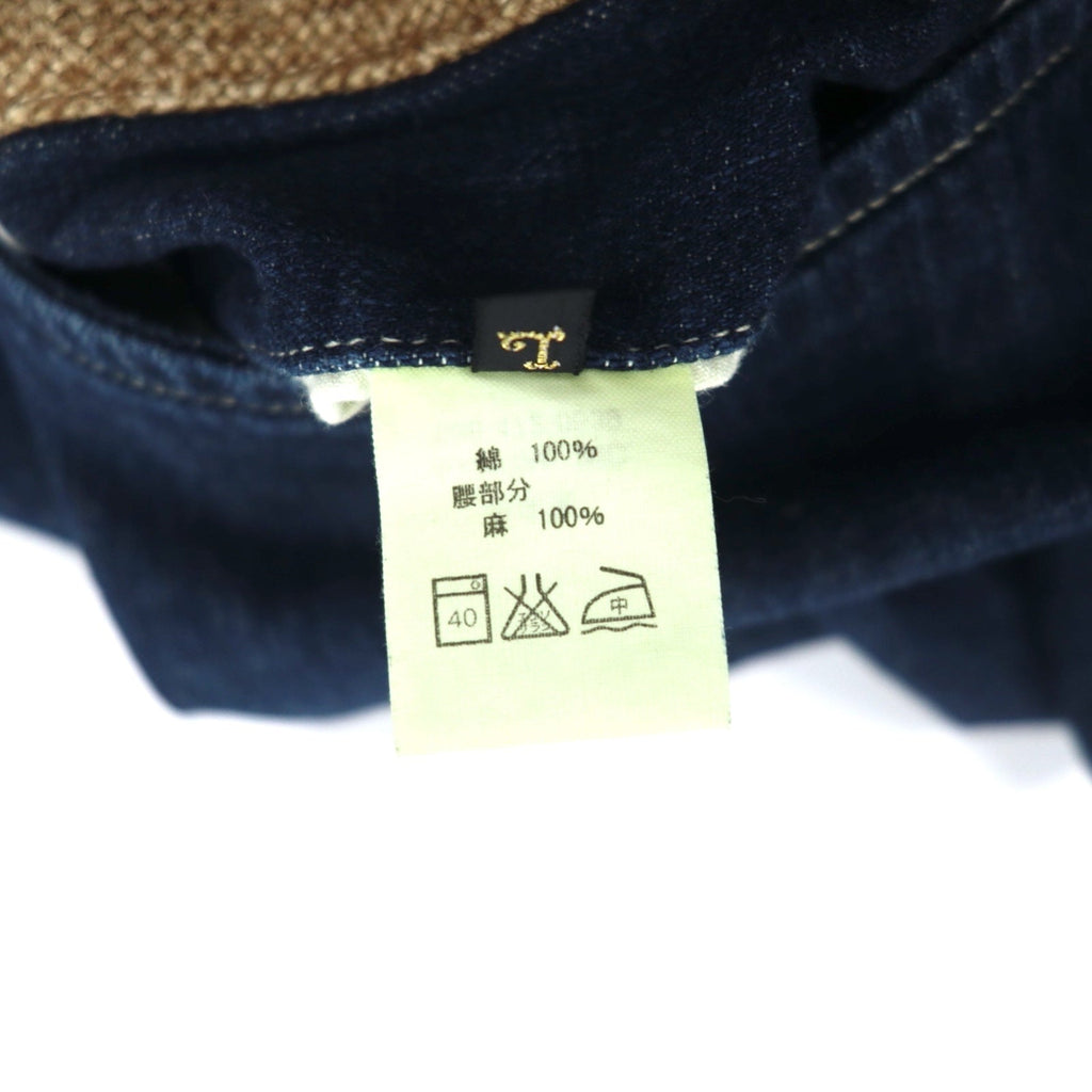 KAPITAL Pantaloni Pierrot Jeans L indaco blu cotone canapa lino a contrasto made in Japan
