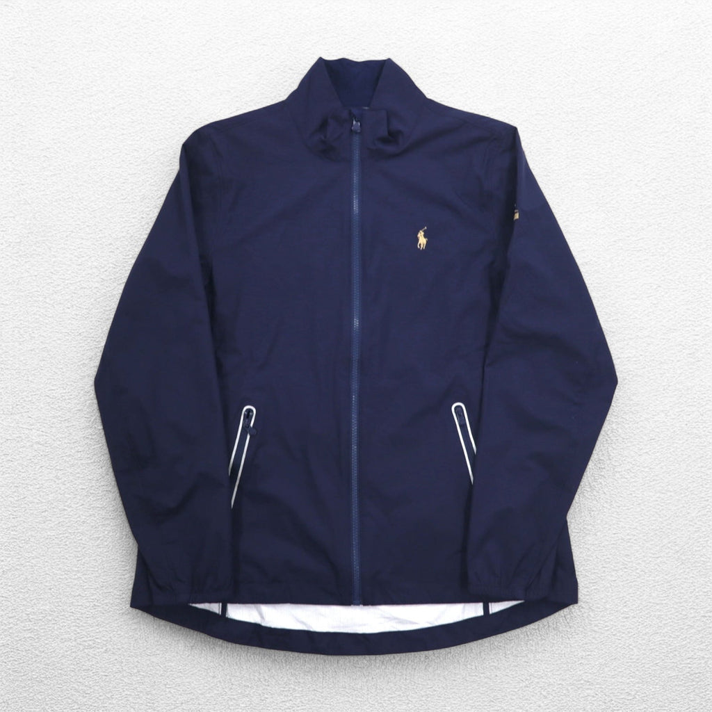 POLO GOLF RALPH LAUREN Giacca a guscio in nylon, taglia M, blu navy, impermeabile, elasticizzata, ricamo pony RSM CLASSIC