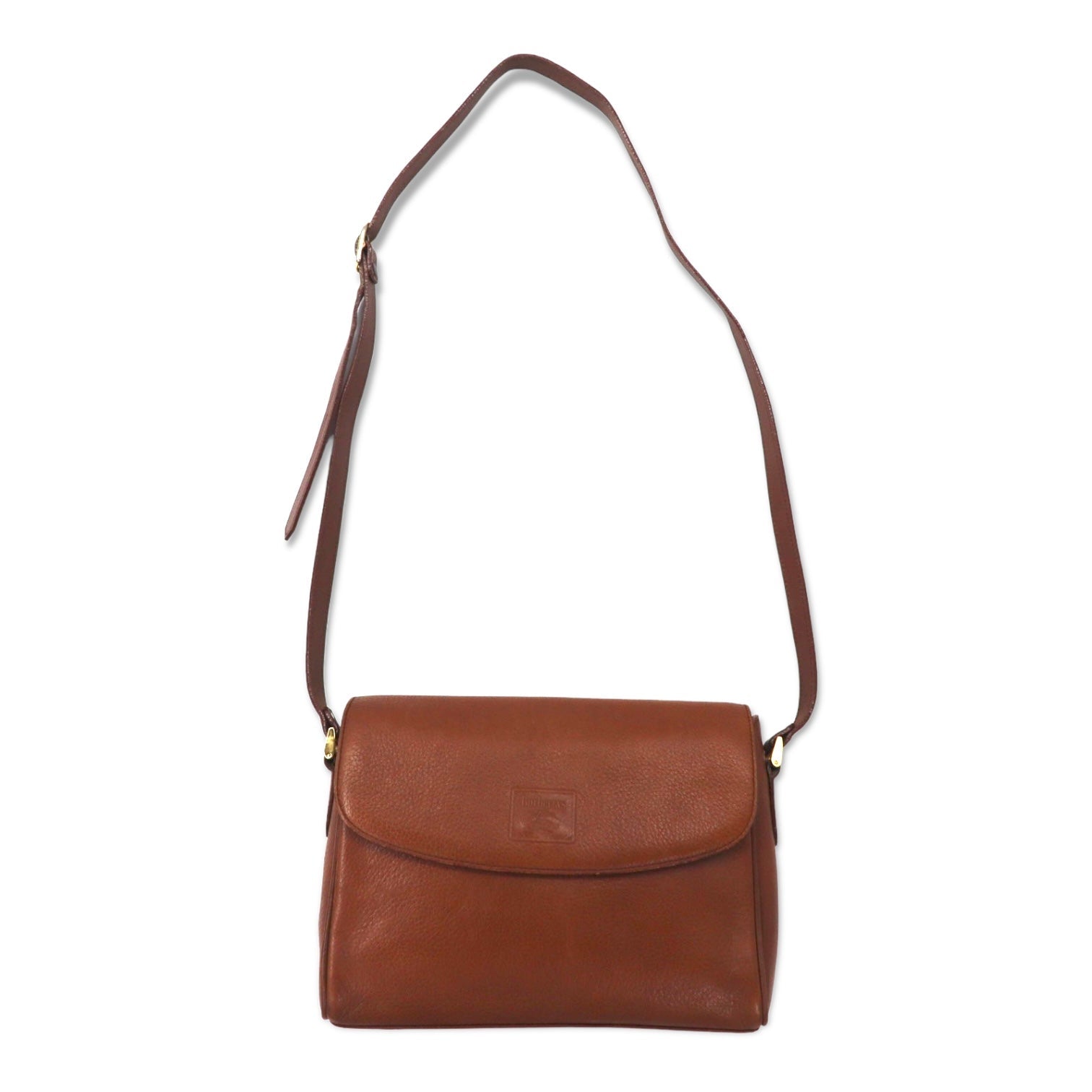 Borsa a tracolla Burberrys vintage in pelle martellata marrone con motivo Nova Check