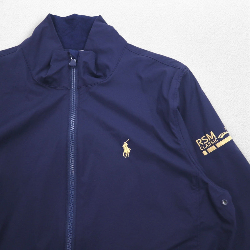 POLO GOLF RALPH LAUREN Giacca a guscio in nylon, taglia M, blu navy, impermeabile, elasticizzata, ricamo pony RSM CLASSIC