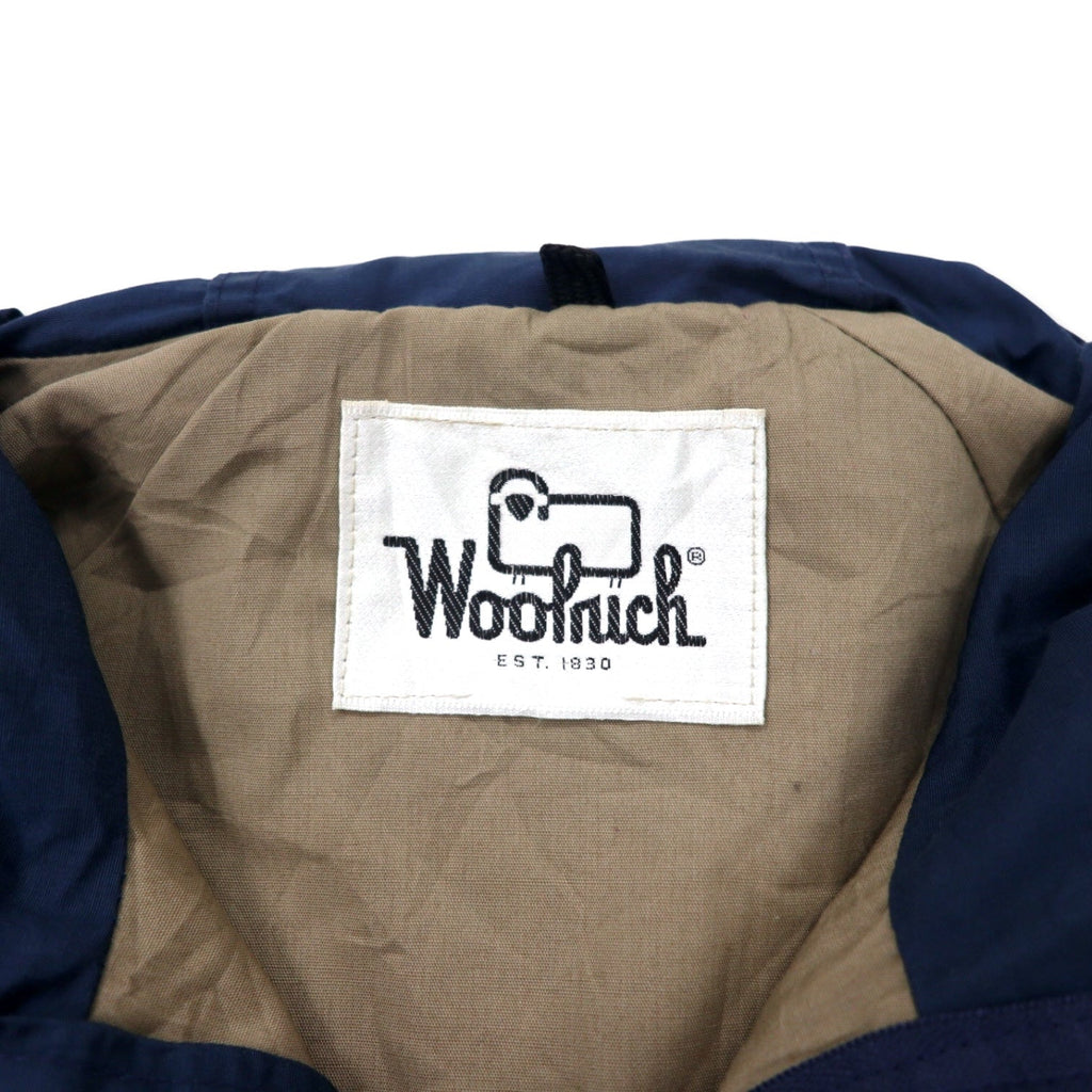 Woolrich Mountain Parka anni '70, taglia M, blu navy, poliestere, doppia cerniera, etichetta bianca, cerniera a goccia TALON