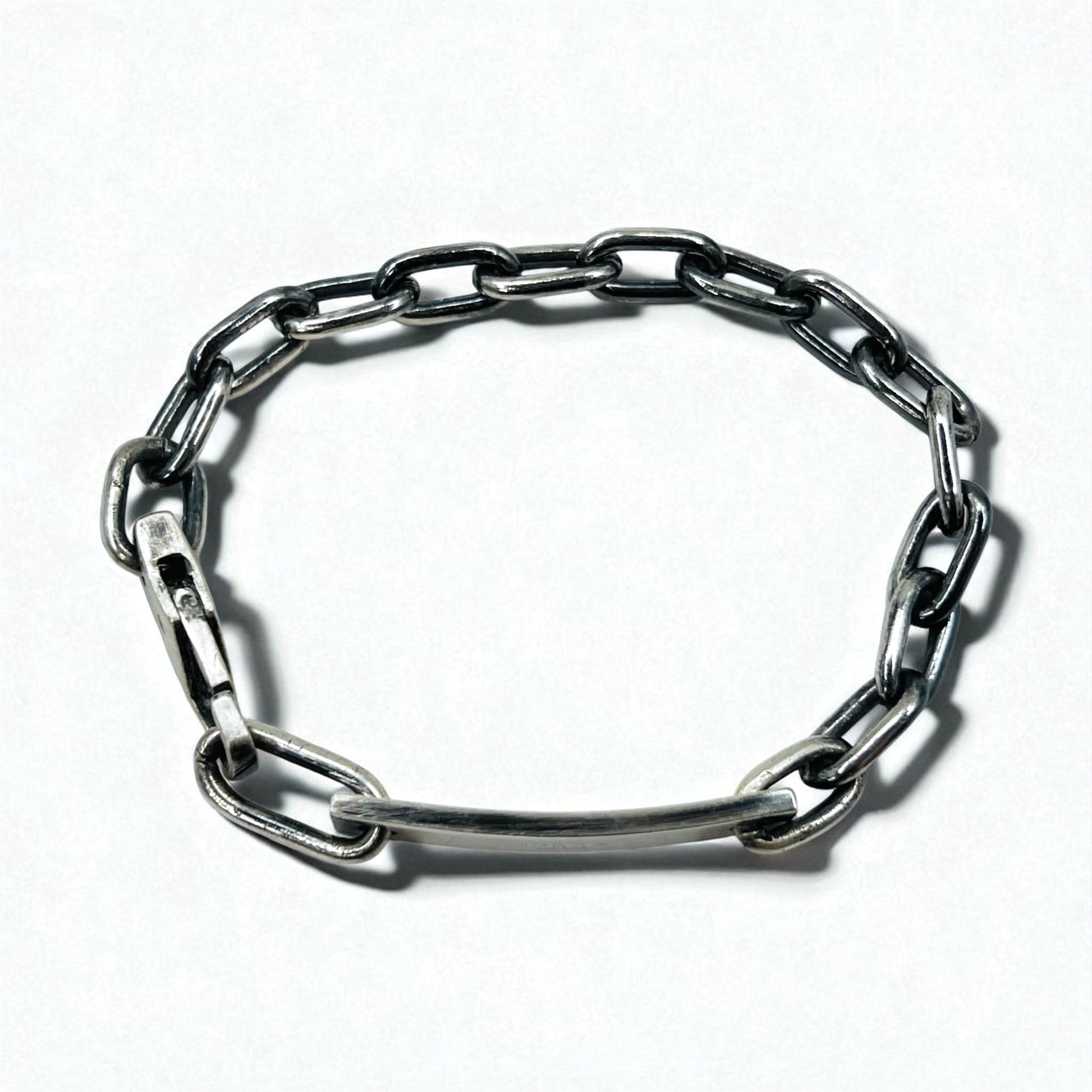 GUCCI Vintage ID Bracciale a catena in argento SV925 con placchetta logo Fabbricato in Italia