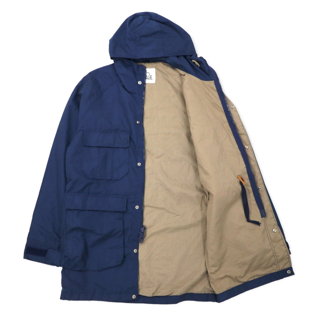 Woolrich Mountain Parka anni '70, taglia M, blu navy, poliestere, doppia cerniera, etichetta bianca, cerniera a goccia TALON
