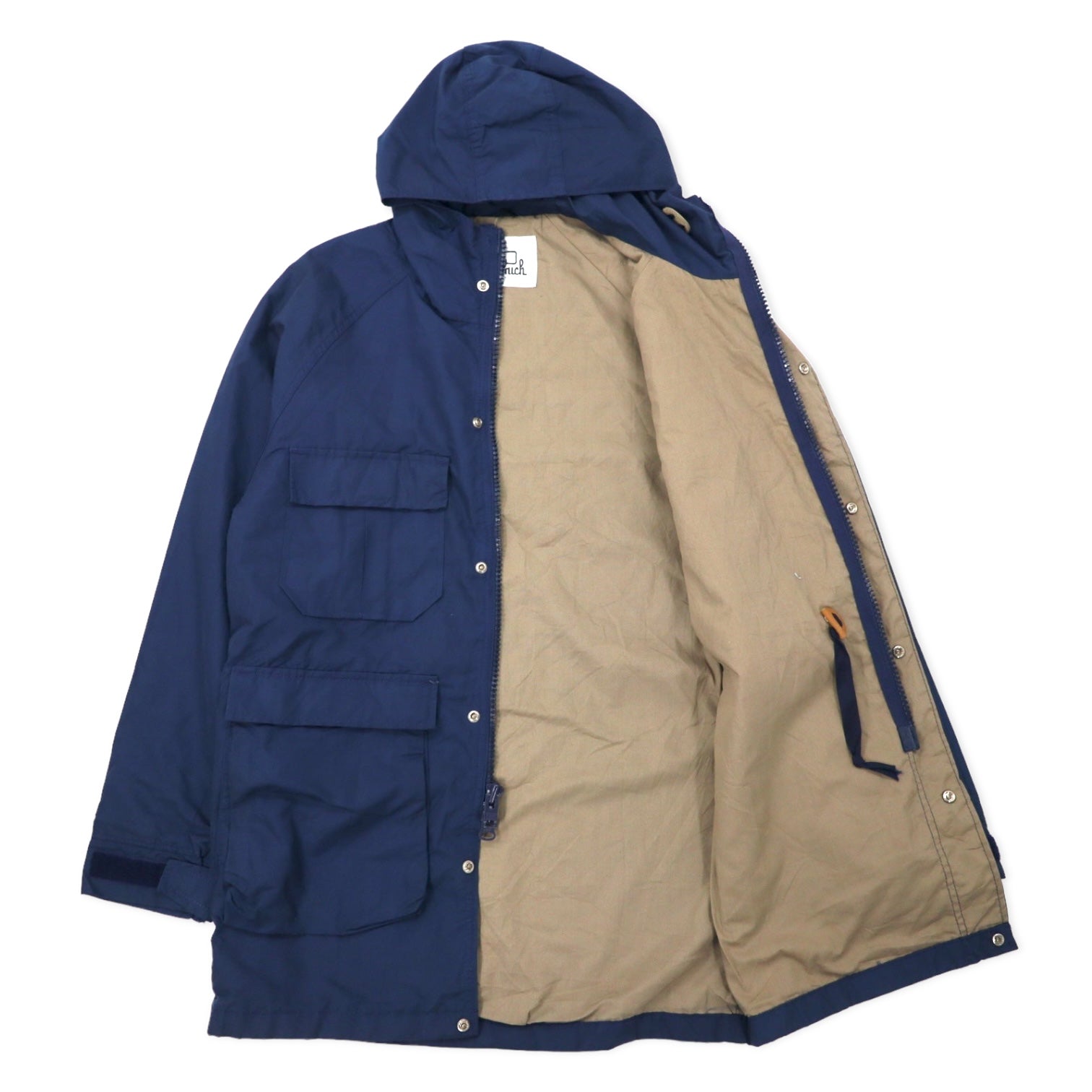 Woolrich Mountain Parka anni '70, taglia M, blu navy, poliestere, doppia cerniera, etichetta bianca, cerniera a goccia TALON