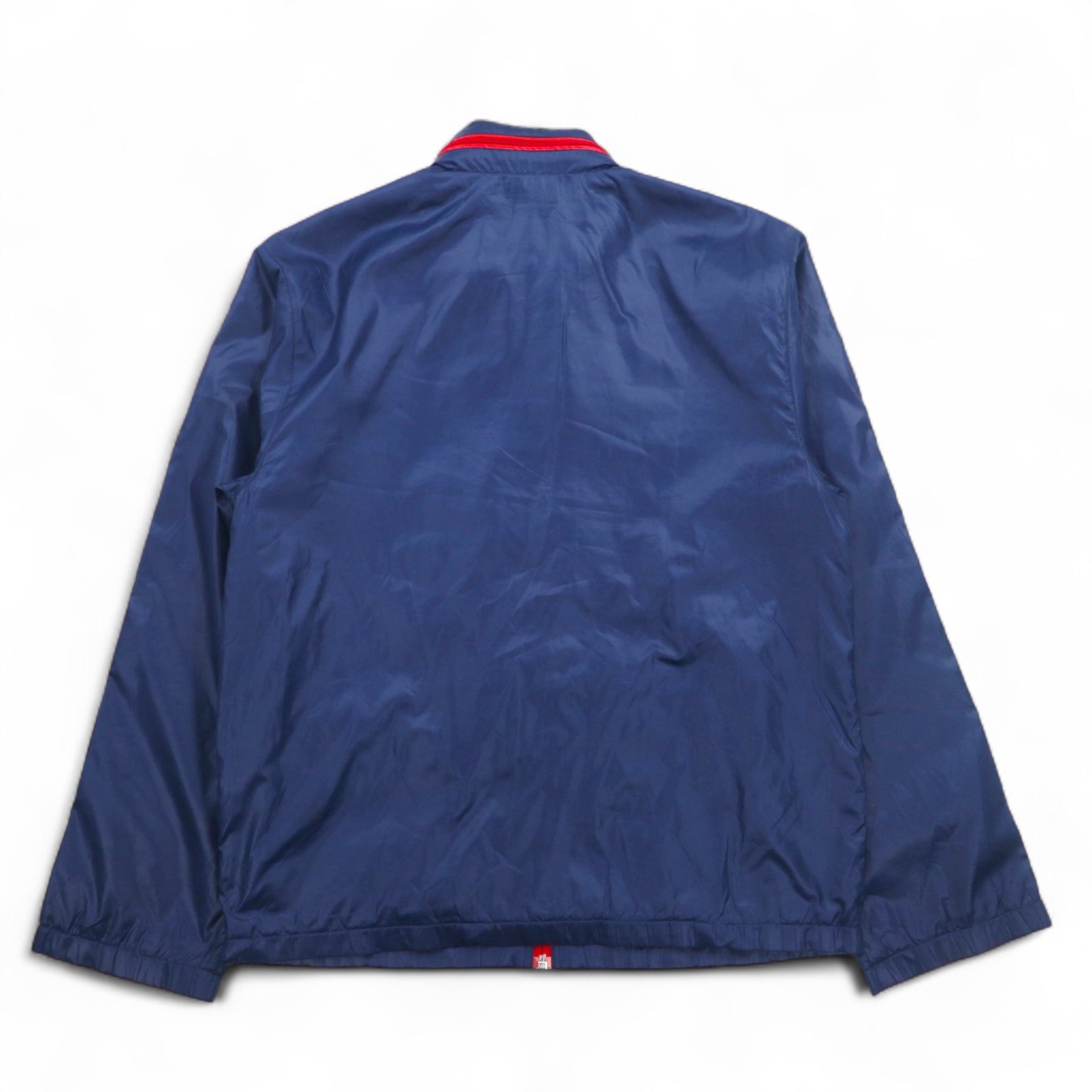 adidas originals giacca in nylon tuta anni 2000 S blu navy 3 strisce cappuccio ripiegabile