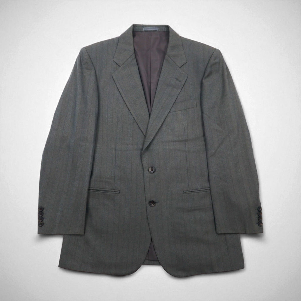 Burberrys Old Blazer Monopetto 2 Bottoni L Grigio Lana Gessato Sottile Made in Japan