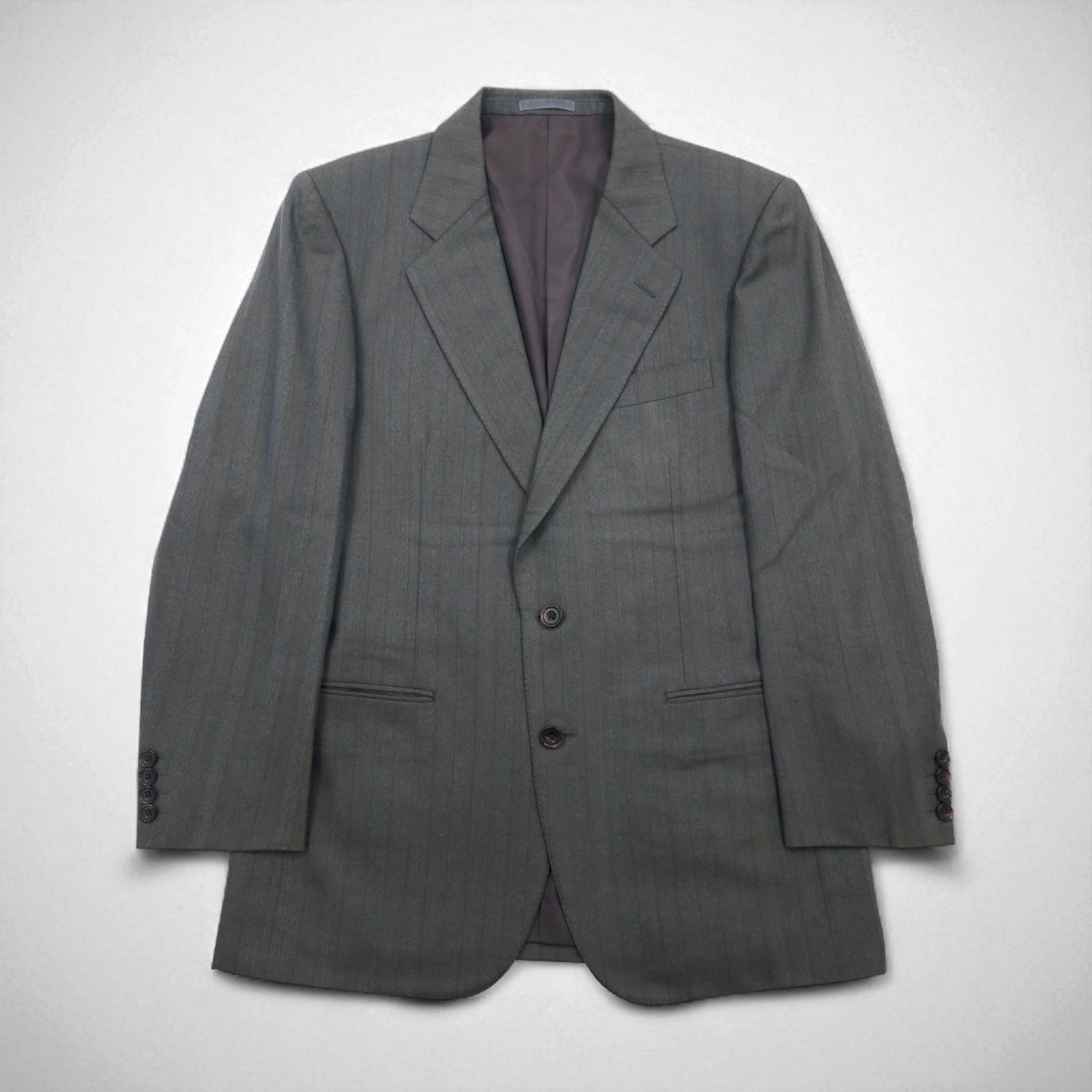 Burberrys Old Blazer Monopetto 2 Bottoni L Grigio Lana Gessato Sottile Made in Japan