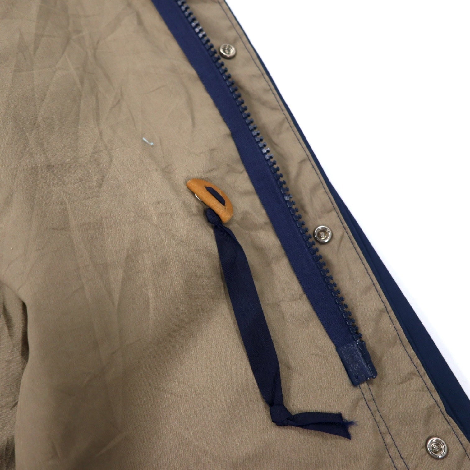 Woolrich Mountain Parka anni '70, taglia M, blu navy, poliestere, doppia cerniera, etichetta bianca, cerniera a goccia TALON