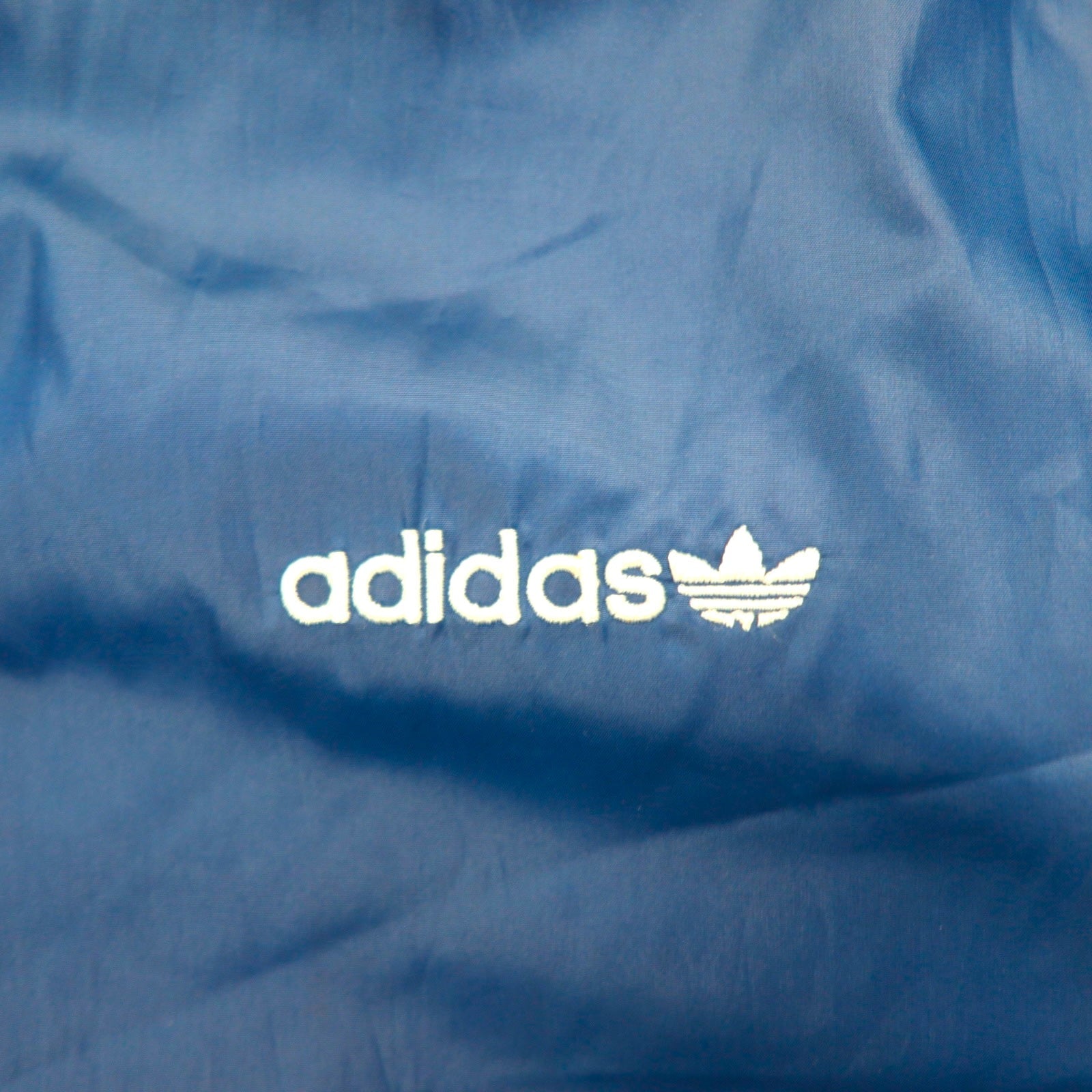 adidas originals giacca in nylon tuta anni 2000 S blu navy 3 strisce cappuccio ripiegabile