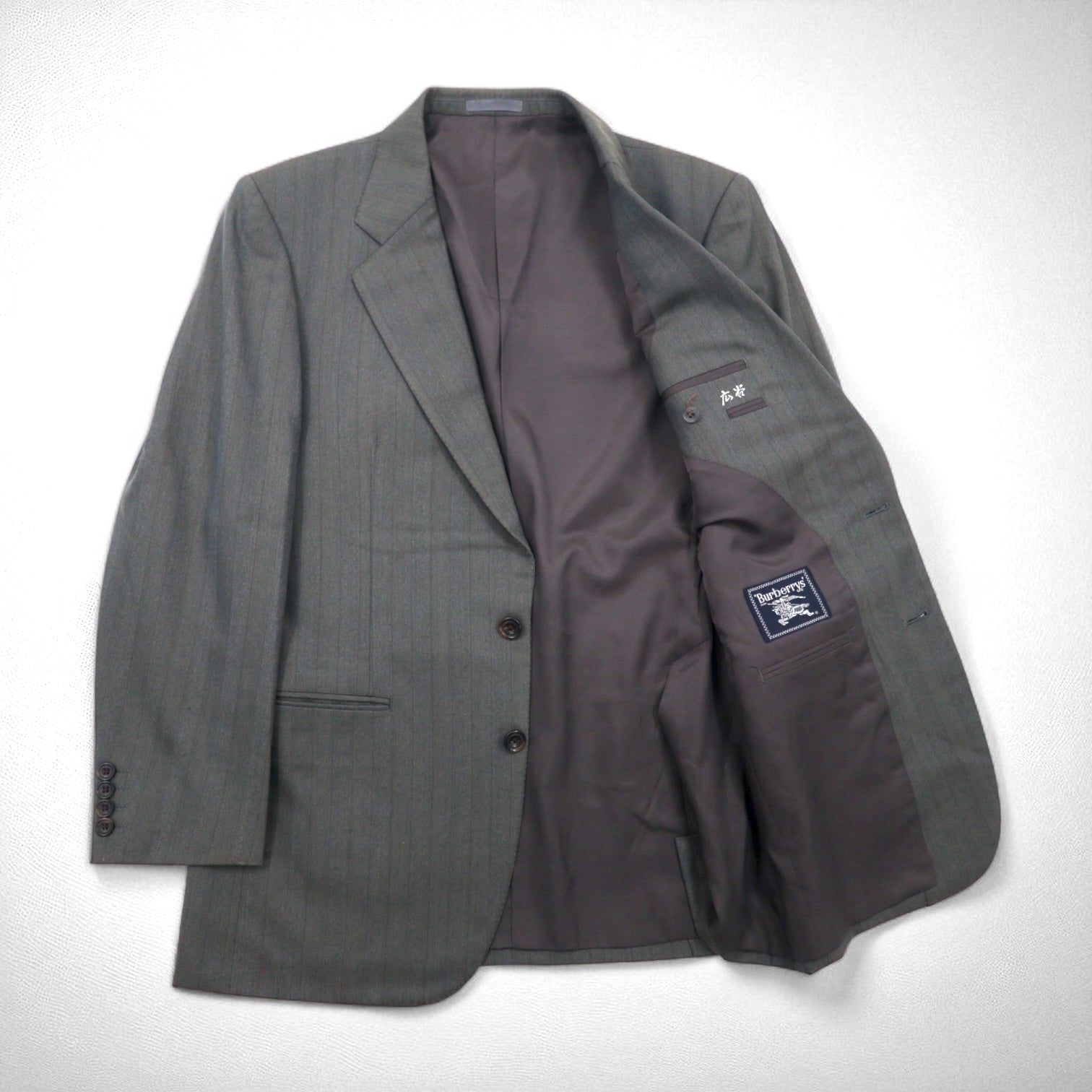 Burberrys Old Blazer Monopetto 2 Bottoni L Grigio Lana Gessato Sottile Made in Japan