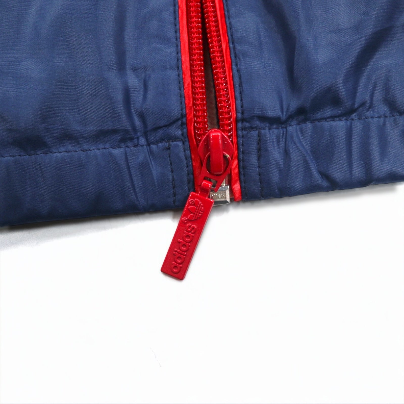 adidas originals giacca in nylon tuta anni 2000 S blu navy 3 strisce cappuccio ripiegabile