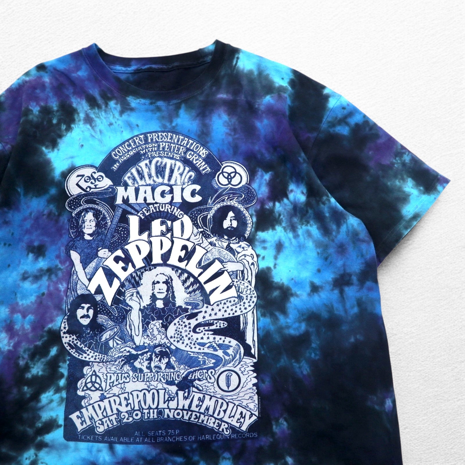 LED ZEPPELIN Red Zeppelin Rock Band T-shirt Band T XL Blu Tie Dye ELECTRIC MAGIC Mago Elettrico LIQUID BLUE