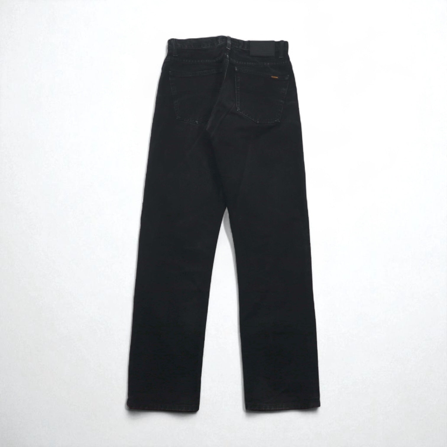 POLO JEANS CO. RALPH LAUREN anni '90 Jeans Dritti M Neri Bottone a Volo Patch in Pelle Fabbricato in Marocco
