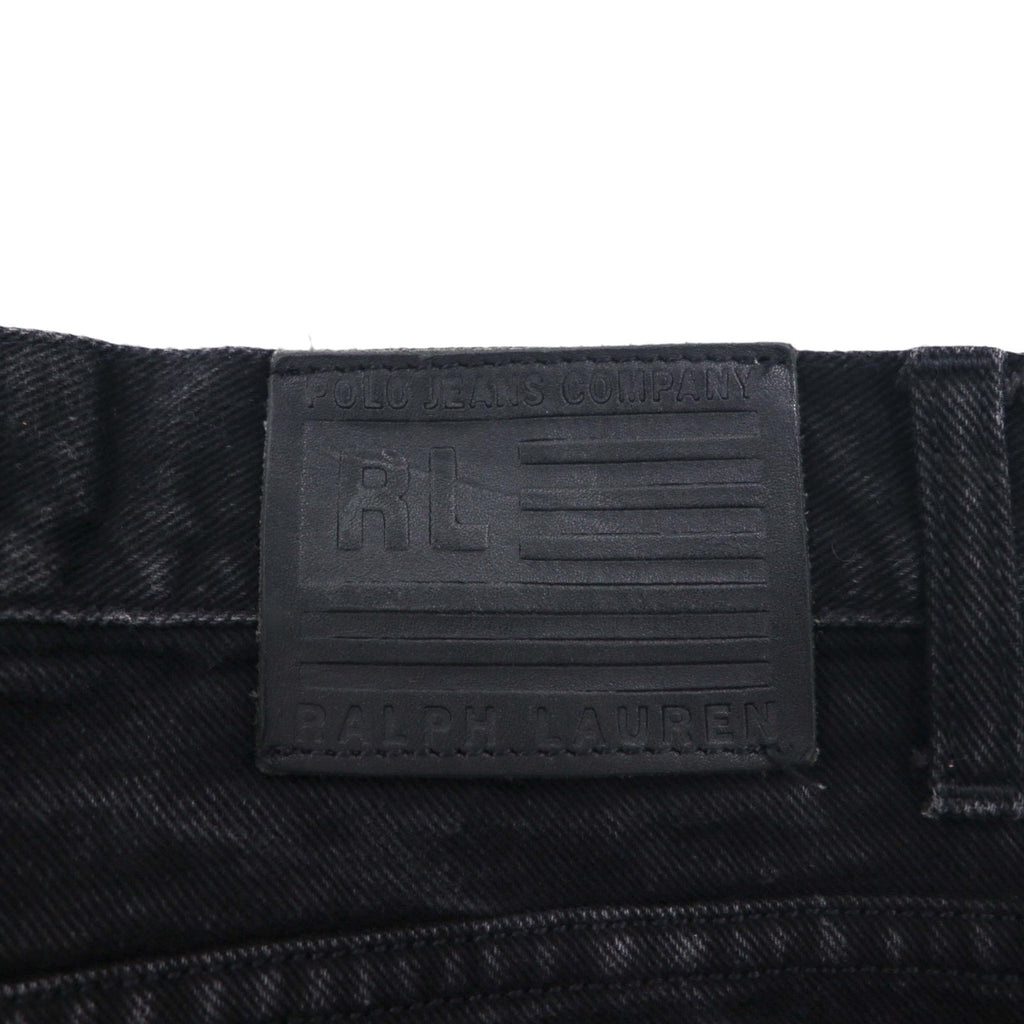 POLO JEANS CO. RALPH LAUREN 90年代 ストレート デニムパンツ M ブラック ボタンフライ レザーパッチ モロッコ製