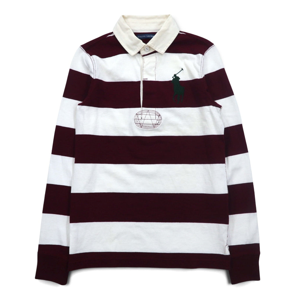 RALPH LAUREN ビッグポニー ラガーシャツ S ホワイト ボルドー ボーダー ナンバリング