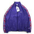 Giacca tuta Champion in jersey, taglia M, colore violetto, con logo script, nastro jacquard, modello C3-Q601, articolo nuovo.