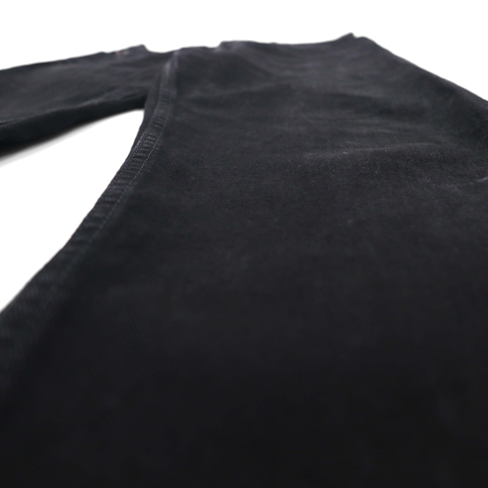 POLO JEANS CO. RALPH LAUREN anni '90 Jeans Dritti M Neri Bottone a Volo Patch in Pelle Fabbricato in Marocco