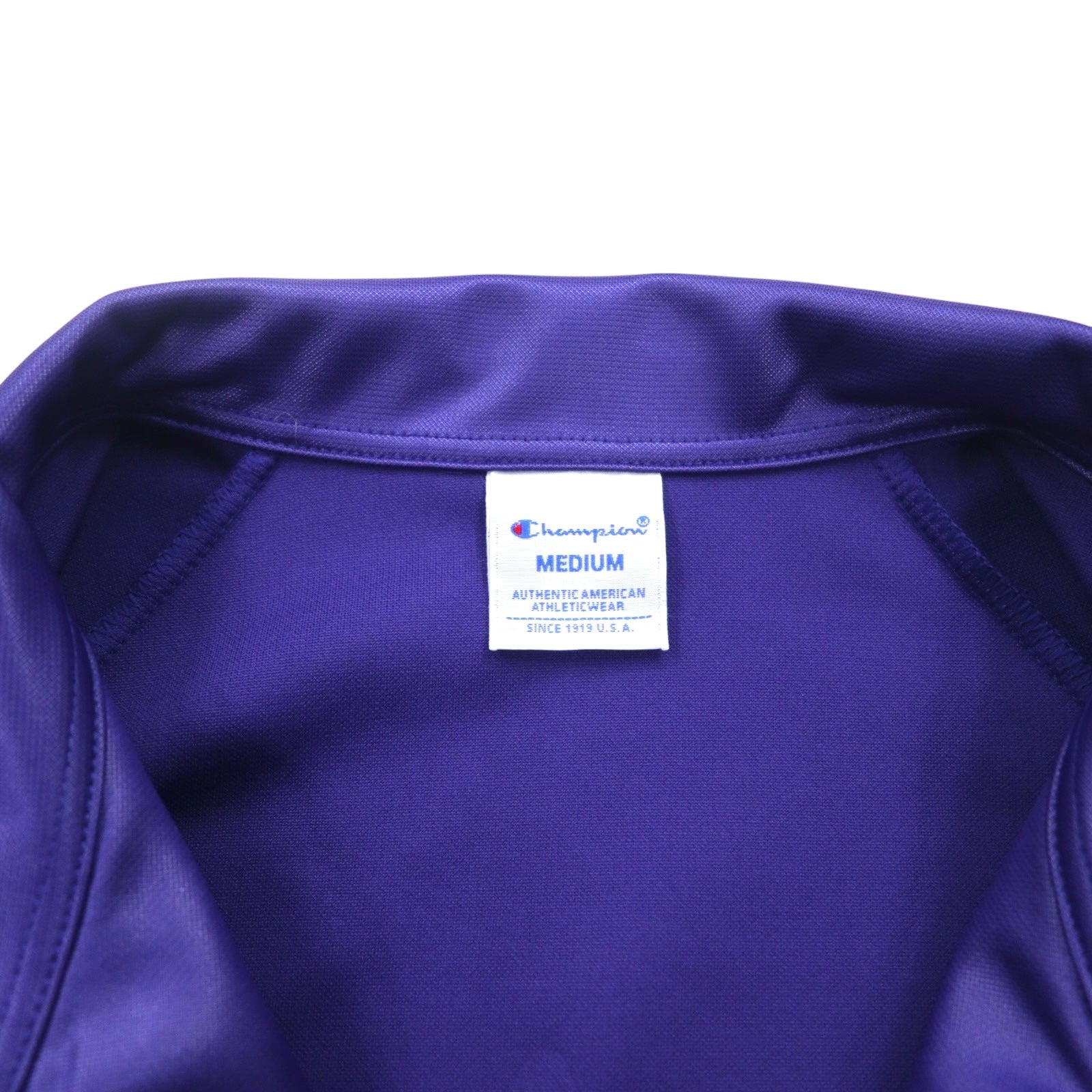Giacca tuta Champion in jersey, taglia M, colore violetto, con logo script, nastro jacquard, modello C3-Q601, articolo nuovo.