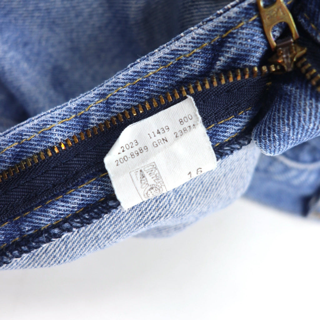 Lee Jeans di jeans, anni '90, made in USA, taglia 34, blu, cotone, toppa in pelle, chiusura con cerniera, 200-8989