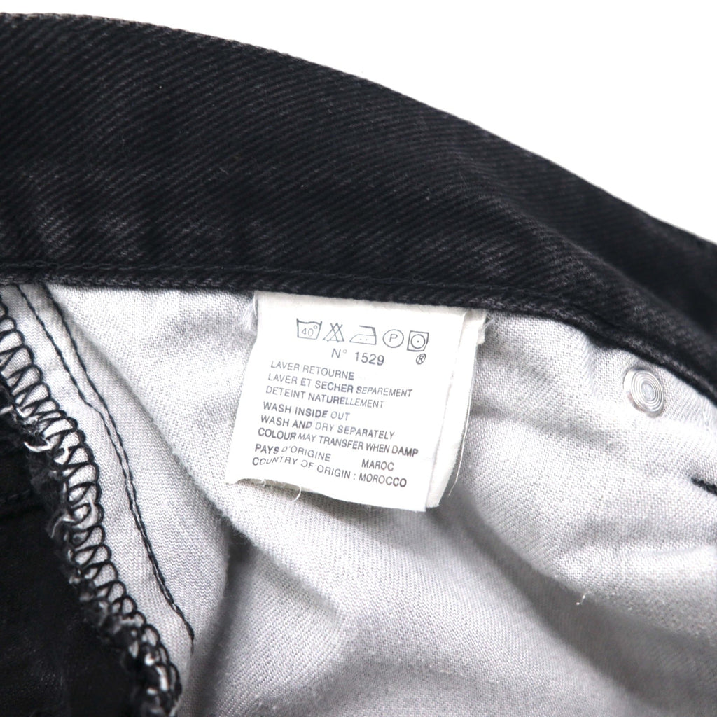 POLO JEANS CO. RALPH LAUREN 90年代 ストレート デニムパンツ M ブラック ボタンフライ レザーパッチ モロッコ製