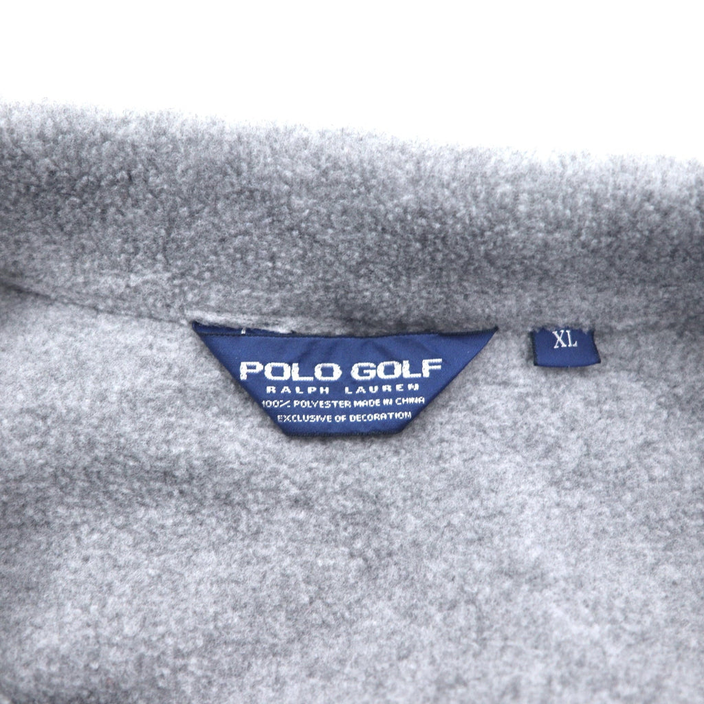 POLO GOLF RALPH LAUREN anni '90, giacca in pile con mezza cerniera a scatto, taglia XL, grigio, poliestere, coulisse